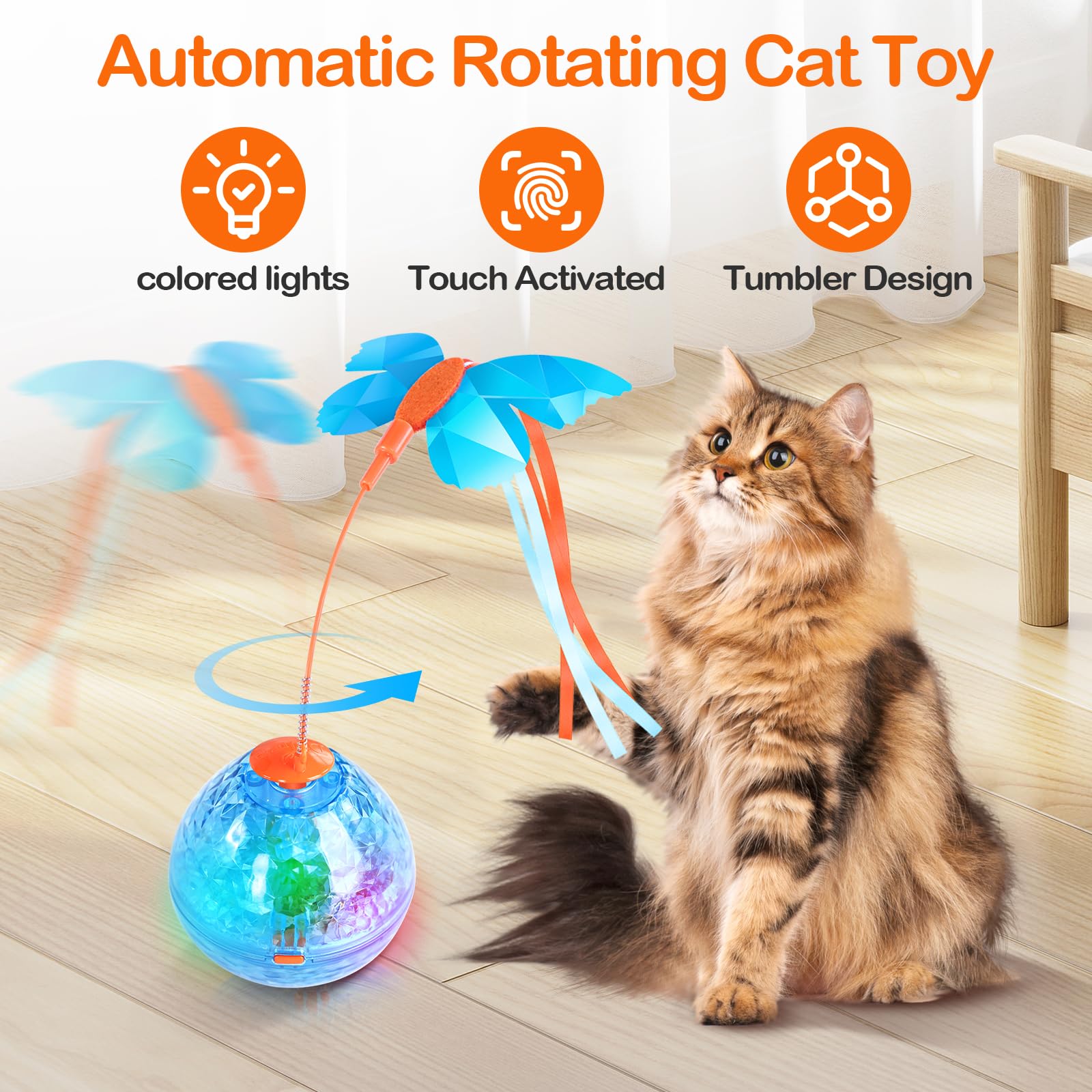 Migipaws Interactive Cat Toys - Upgraded 2.0 Rechargeable Butterfly Feather Projection Toy with Moving Shadows for Indoor Cats | Fun Play in Cat Tunnels & Cardboard Boxes | Stimulates Exercise & Reduces Boredom