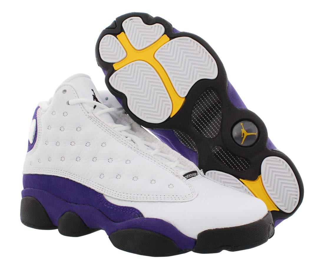 Jordan Youth Air 13 GS Basketball Shoes 884129-105 Lakers Purple & Gold Size 5Y - Kids' Performance Sneakers for School, Sports & Casual Wear