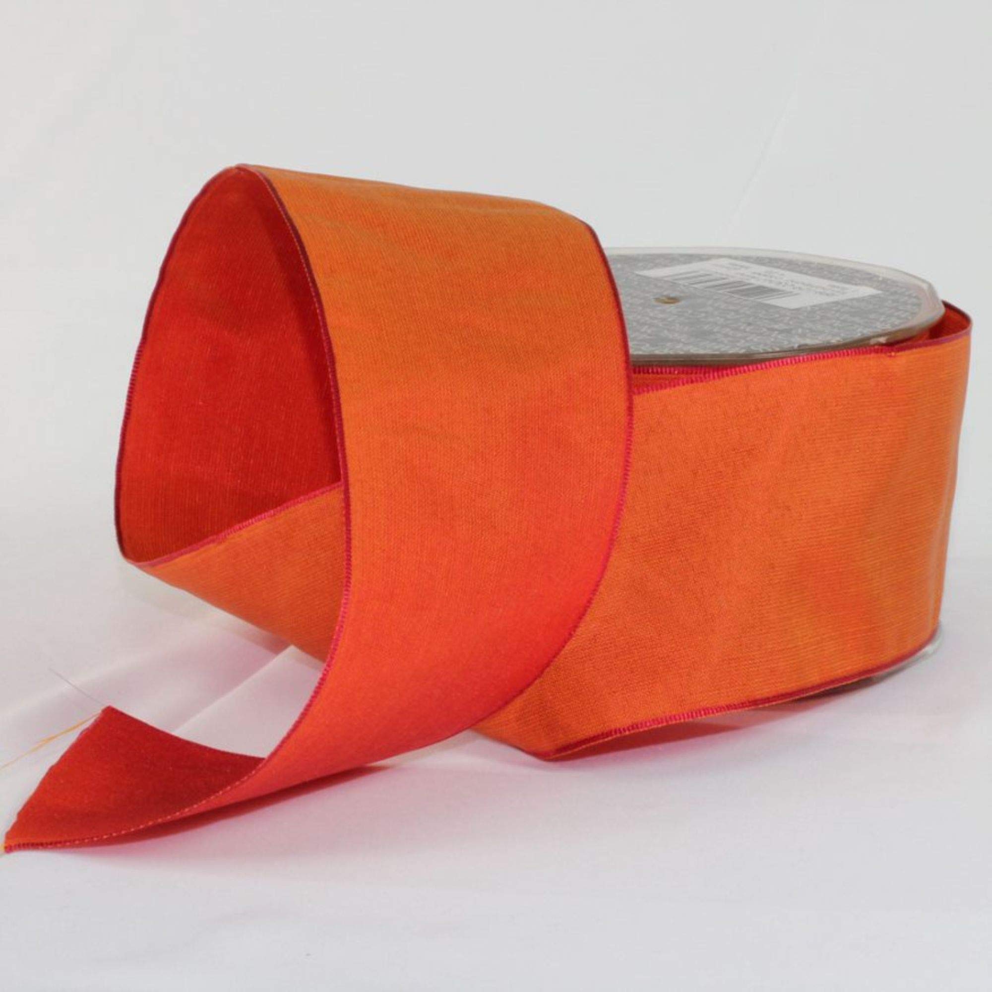 Orange Copper & Pink French Taffeta Wired Craft Ribbon - 2.5