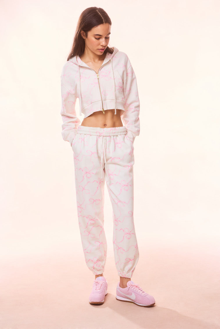 Lillia Women's Cotton Bow Sweatpants - Soft Lounge Pants with Decorative Bow for Yoga, Home, and Casual Wear