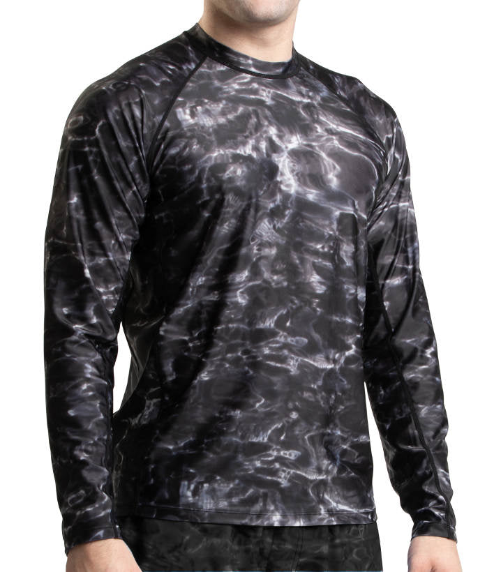 Men's Long Sleeve UV Protection Rash Guard Camouflage Swim Shirt - Quick Dry Aqua Design for Surfing, Swimming & Outdoor Water Sports