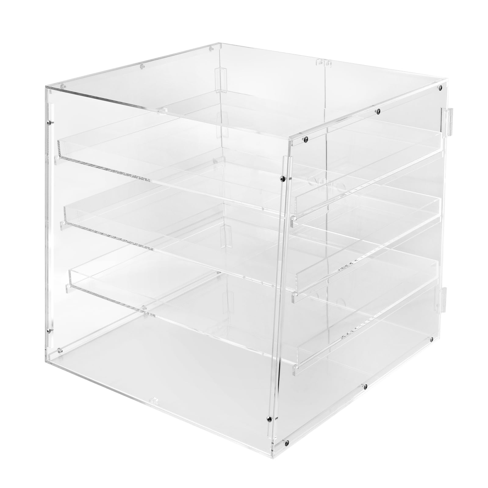3-Tier Acrylic Pastry Display Case with Rear Doors - Clear Commercial Bakery Countertop Showcase for Baked Goods, Donuts, Bagels, Bread & Snacks - Perfect for Bakeries, Cafés, Dessert Shops & Retail Stores