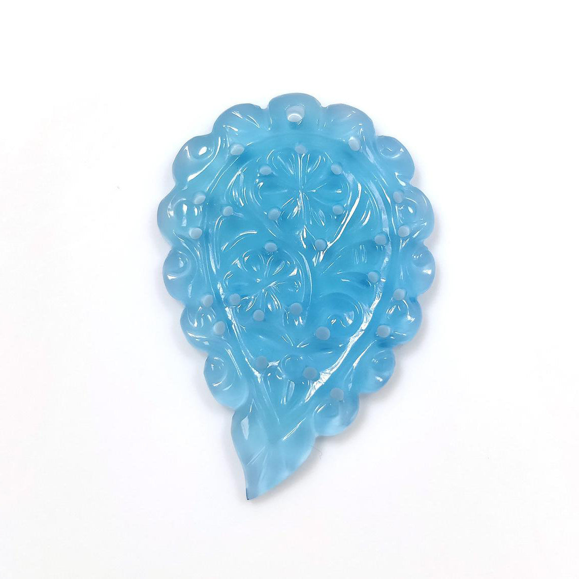 Natural Onyx Gemstone Hand Carved Leaf Pendant - 29.00cts Medium Size (43x29mm) - Authentic Indian Jewelry for Necklace Making, Spiritual Healing & Gift Giving
