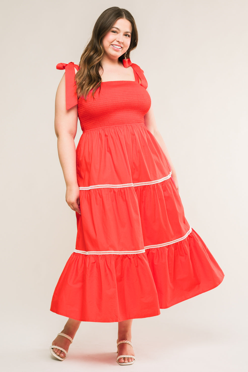 Elegant Lace Trim Poplin Midi Dress for Women - Perfect for Summer, Weddings & Special Occasions