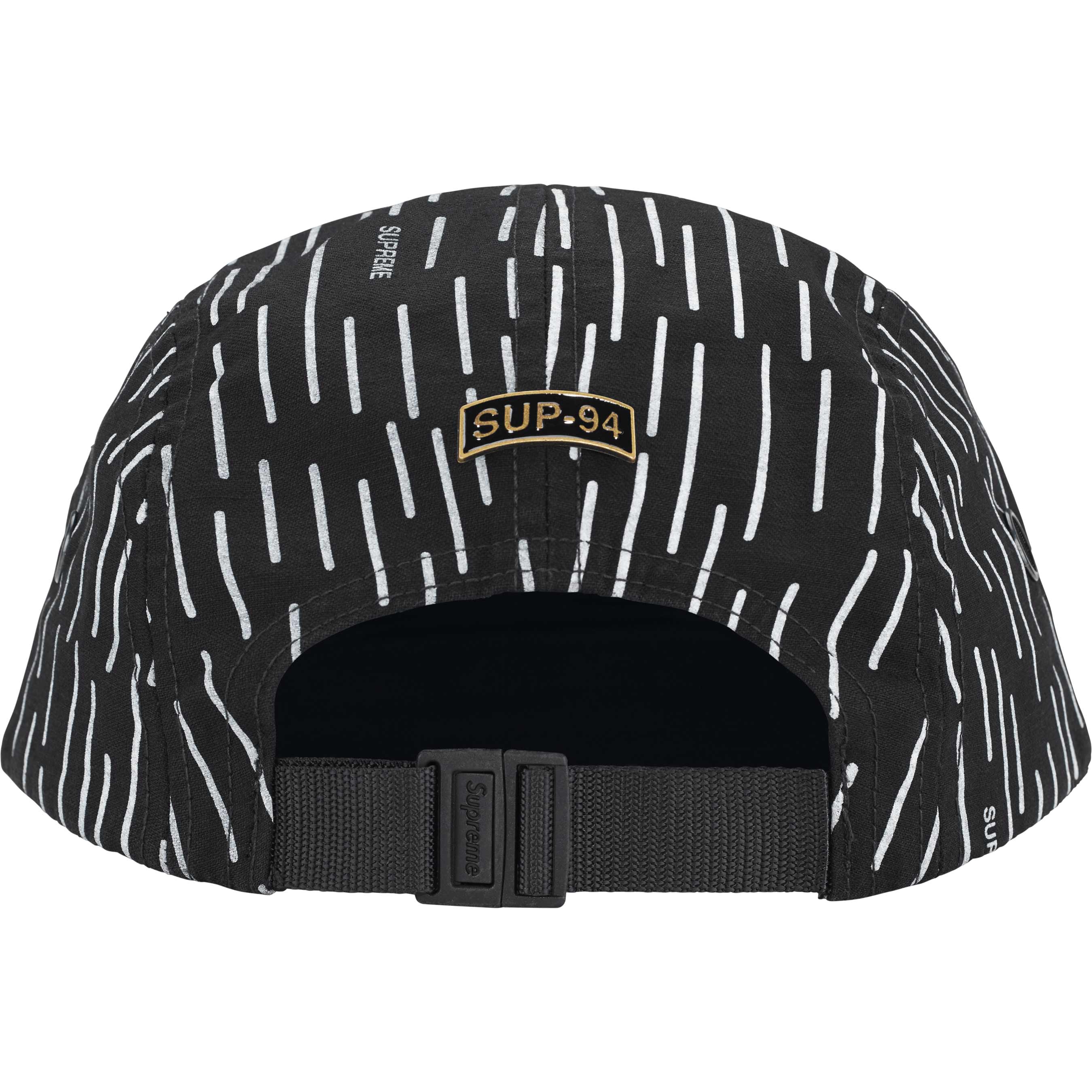 Supreme FW24 Military Camp Cap - Black Raindrop Camo Design for Outdoor & Streetwear Fashion | Perfect for Hiking, Urban Style & Casual Wear
