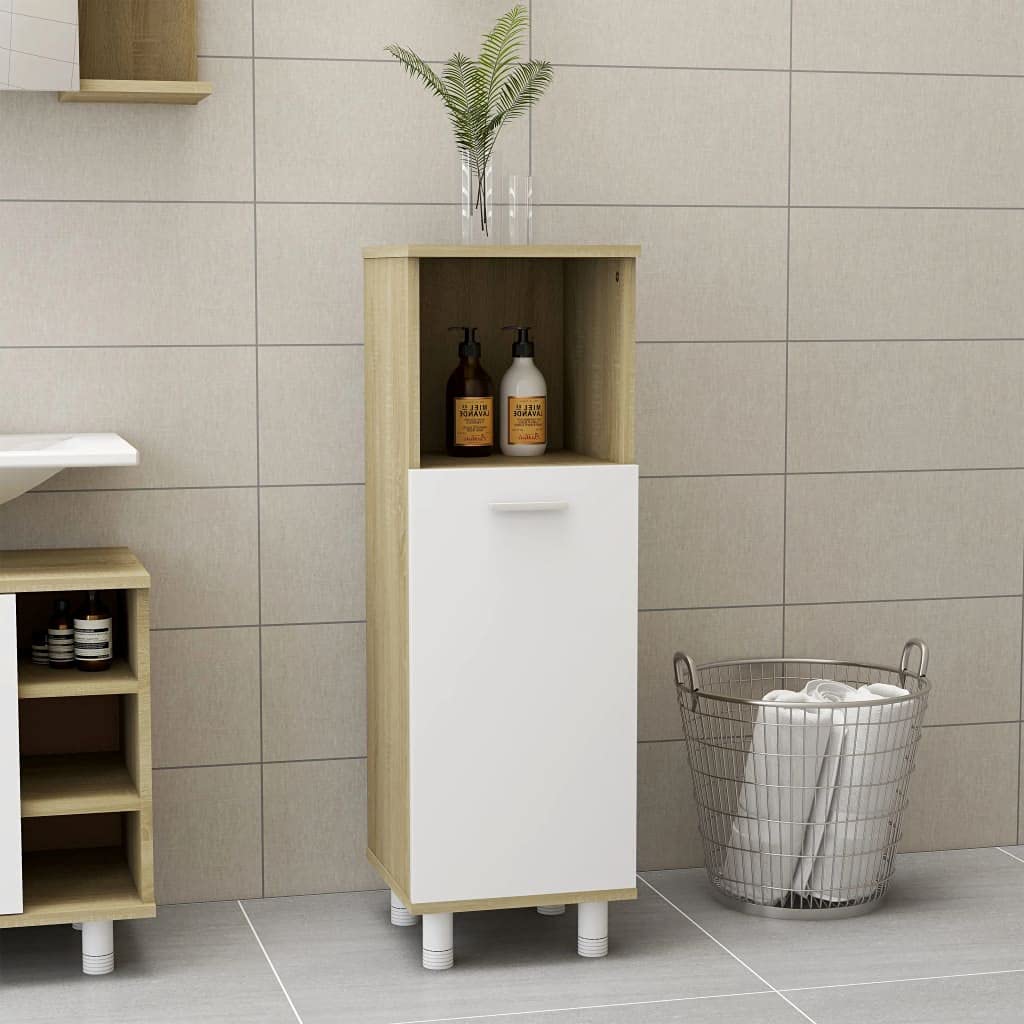 SOONHUA Wooden Bathroom Storage Cabinet with Doors - 11.8