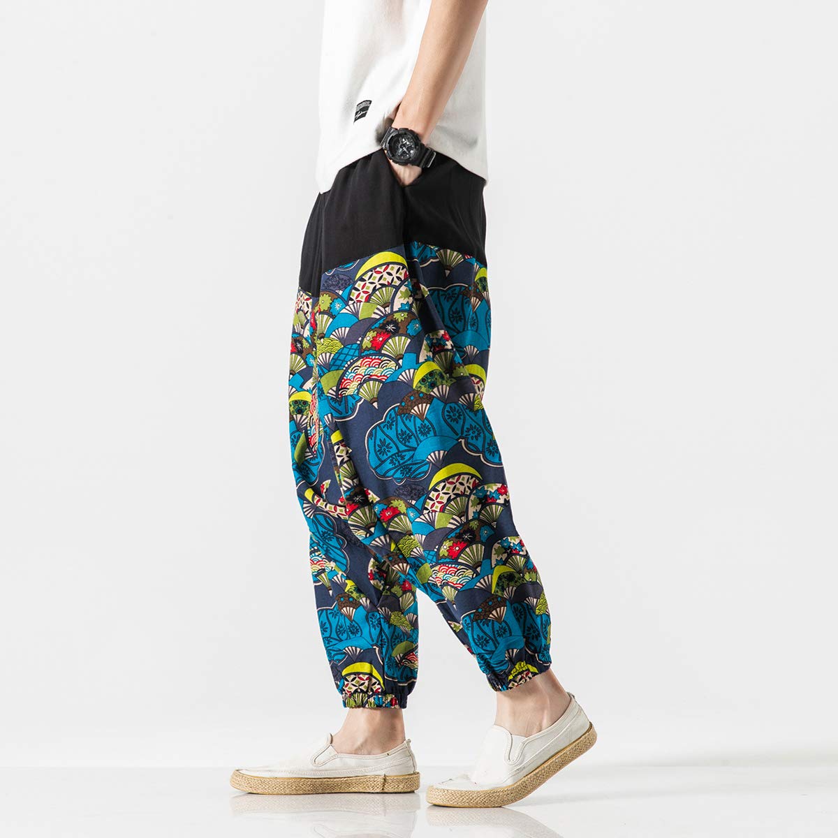 Seidarise Men's Harem Pants - Drop Crotch Lounge Pants, Plus Size Genie Pants for Yoga, Jogging & Casual Wear - Comfortable Balloon Pants for Meditation, Travel & Relaxation
