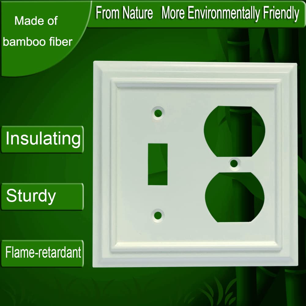 Bamboo Fiber Wall Plates - 2 Gang Toggle/Duplex Outlet Cover (2 Pack) | Standard Size Light Switch Plates | Durable & Eco-Friendly Home Decor | Perfect for Living Room, Bedroom & Office Renovation