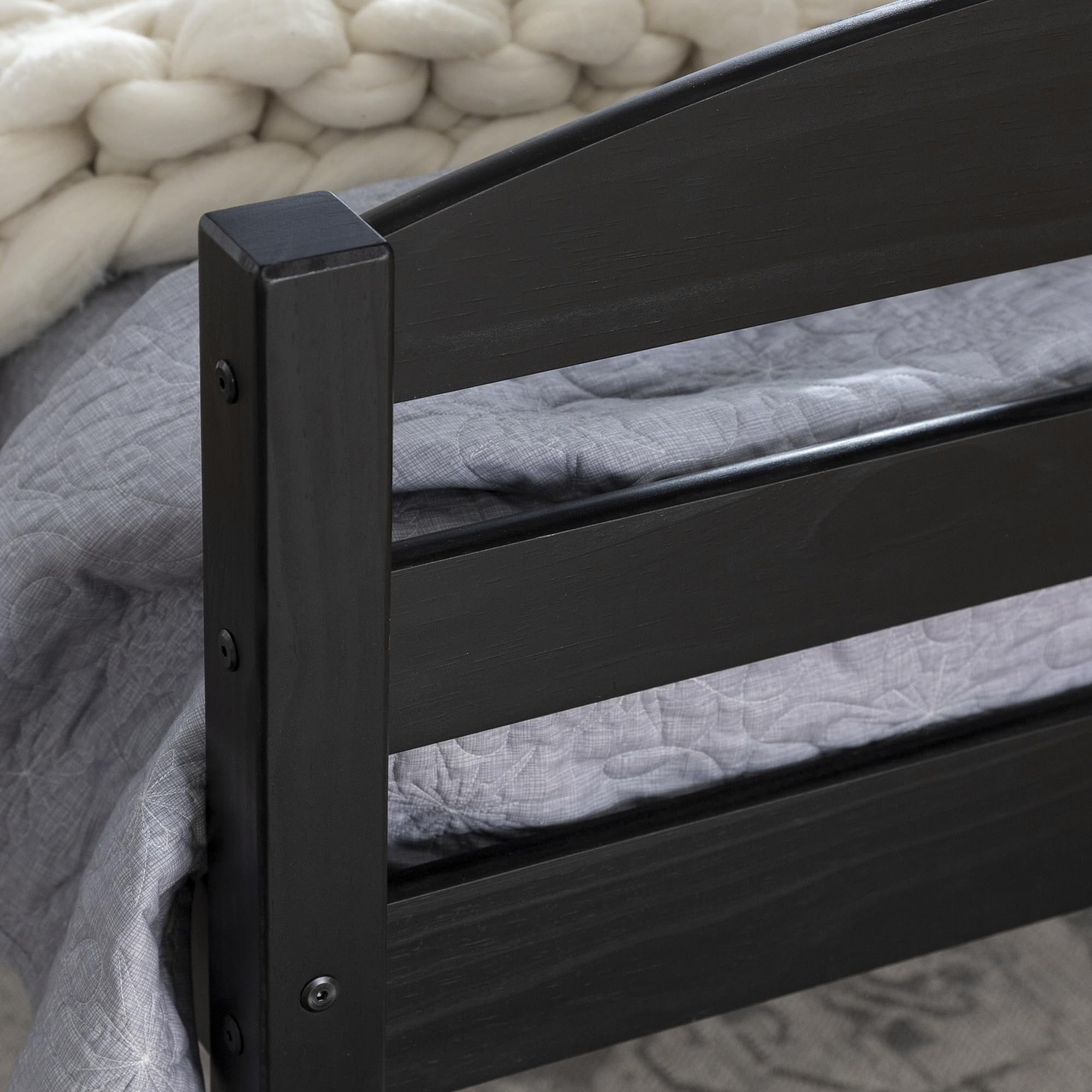 Walker Edison Della Twin-Over-Twin Bunk Bed Frame - Sturdy Metal Construction, Twin Size, Black - Perfect for Kids' Bedrooms, Dorm Rooms & Space-Saving Solutions