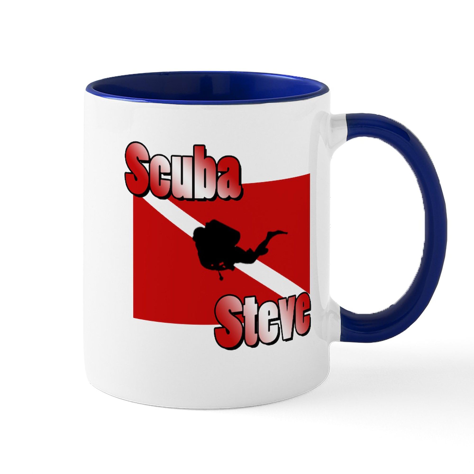 Scuba Steve Ceramic Coffee Mug 11 oz (325 ml) - Funny Diving Gift for Scuba Divers & Coffee Lovers - Perfect for Home, Office & Dive Trips