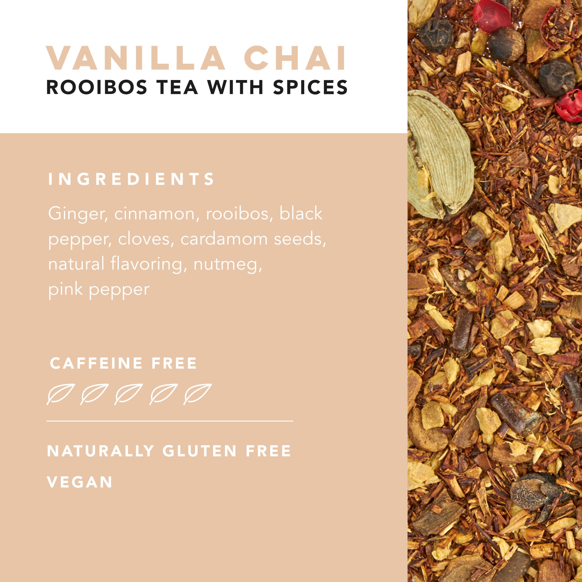 Organic Vanilla Chai Rooibos Tea Bags - 15 Count | Caffeine-Free Herbal Tea for Relaxation & Wellness | Perfect for Afternoon Tea, Gift Giving & Stress Relief