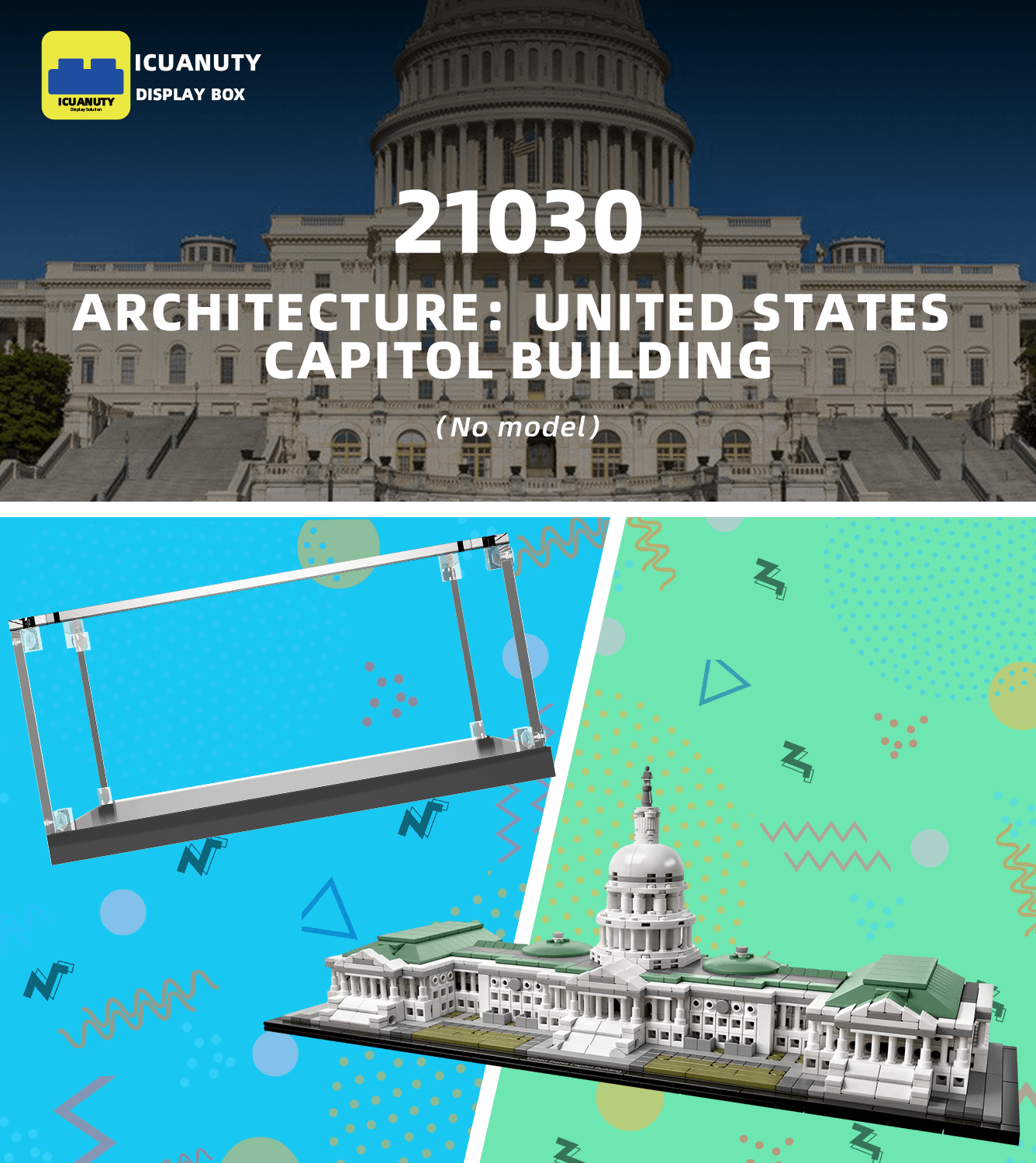 Premium Lego Architecture Display Case for United States Capitol Building 21030 - Showcase & Protect Your Collectible Model - Perfect for Home Office, Gift, or Museum Display