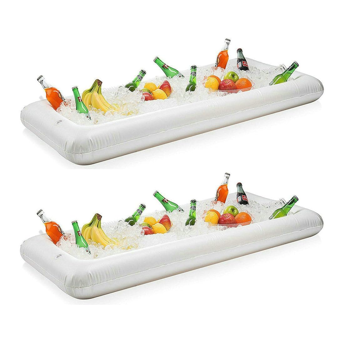 2 Pack Inflatable Serving Bar with Drain Plug - Salad Buffet, Ice Tray, Food & Drink Cooler for Picnic, Luau, Pool Party, Outdoor BBQ, Beach Gathering, Tailgating, and Summer Events