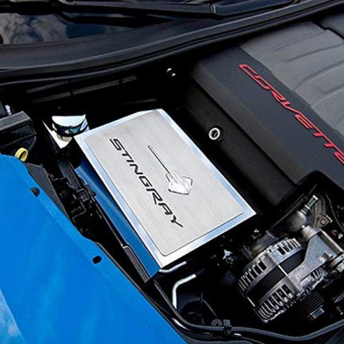 2014-2019 C7 Corvette Stingray Logo Fuse Box Cover with Carbon Fiber Inlay - Premium Engine Bay Accessory for Chevy Corvette - Perfect for Car Shows & Performance Upgrades