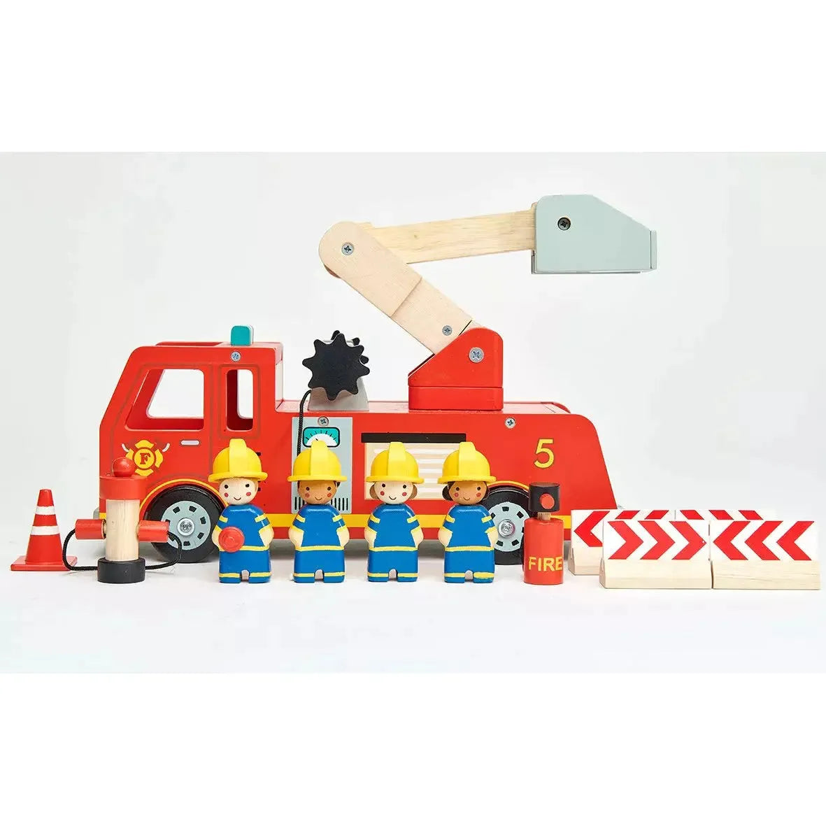 Wooden Fire Engine Toy for Kids - Handmade Wooden Fire Truck with Moving Wheels - Perfect for Pretend Play, Birthday Gifts & Preschool Learning Activities