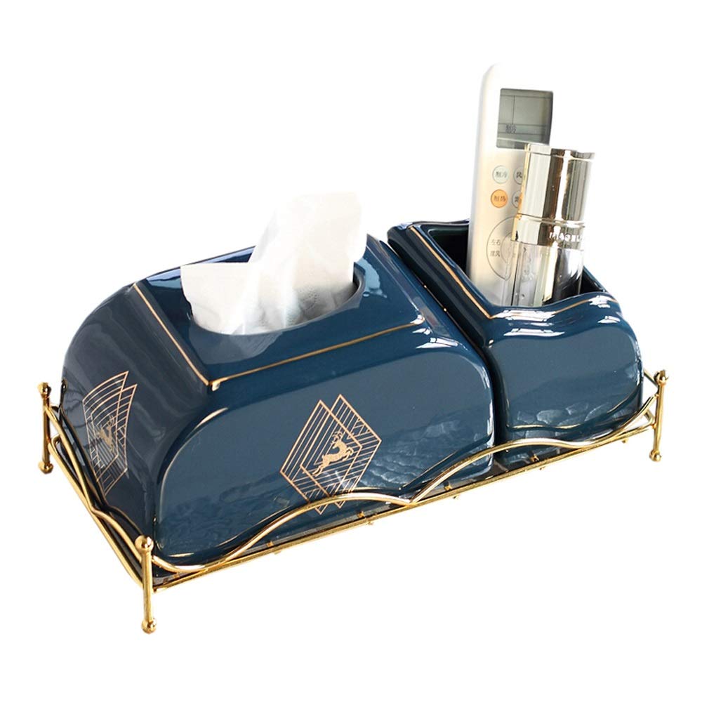 Nordic Ceramic Tissue Box Cover with Metal Bracket - Elegant Tabletop Facial Tissue Dispenser for Bathroom, Living Room & Nightstand Decor - Perfect for Home, Office & Gift Giving