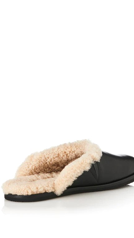 Alias Mae Ferris Slide Black Shearling Slippers - Cozy Winter Indoor/Outdoor House Shoes for Women