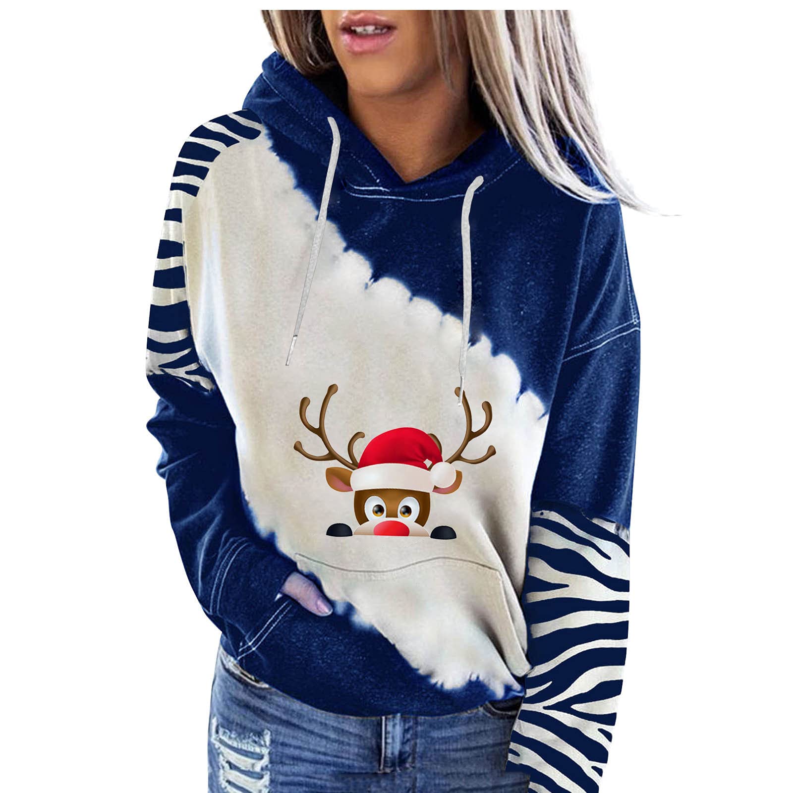 Cozy Women's Christmas Hoodie - Long Sleeve Pullover Sweatshirt with Elk Print & Pocket - Perfect for Holiday Gifts, Winter Outfits & Casual Wear