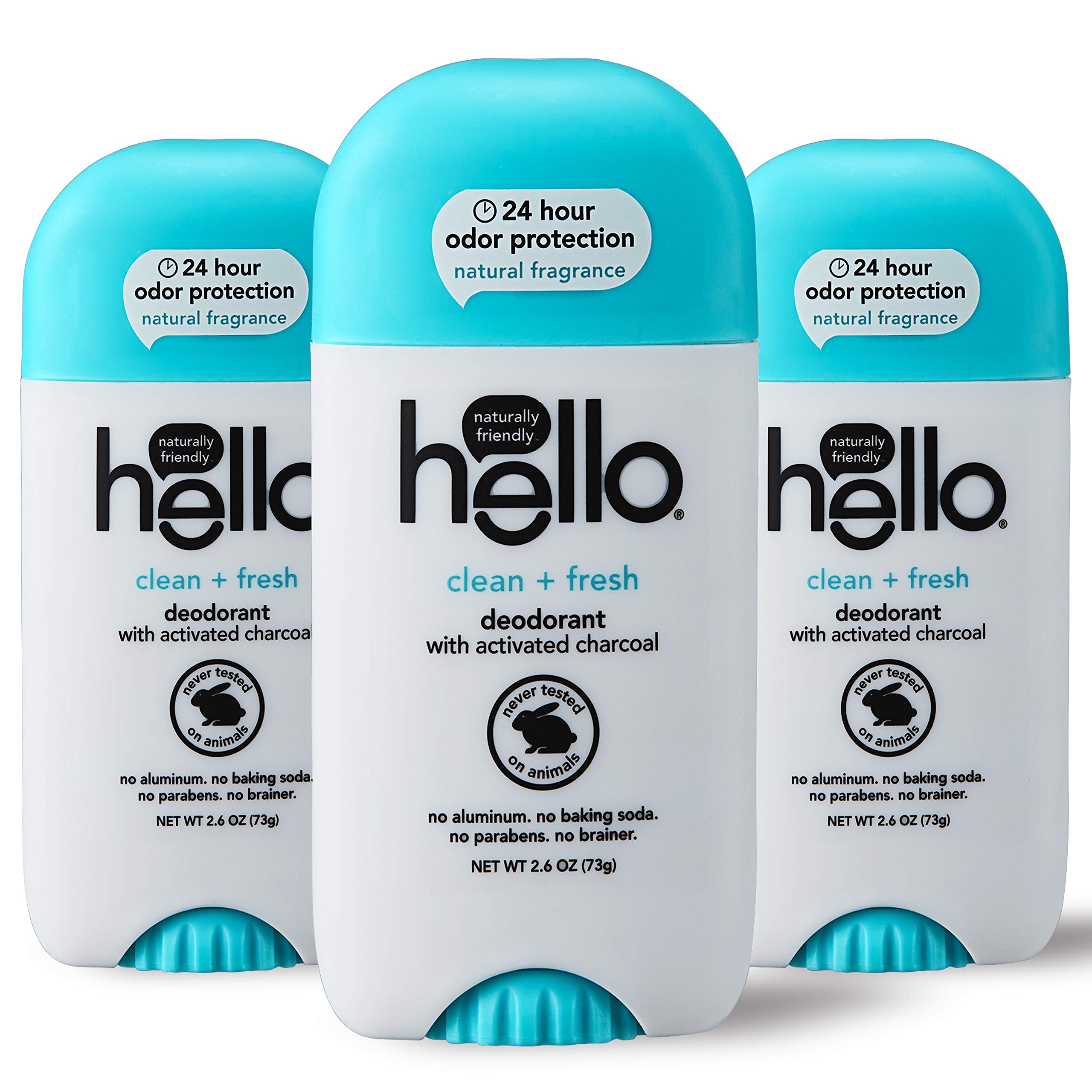Natural Activated Charcoal Deodorant for Women & Men - Aluminum Free, Baking Soda Free, Parabens Free - 24 Hour Odor Protection - 2.6 oz (Pack of 3) - Fresh & Clean All Day for Workouts, Office & Daily Use