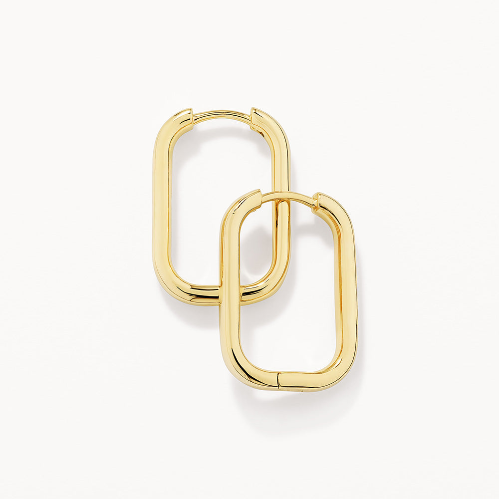 Gold Midi Paperclip Earrings - Trendy Minimalist Hoop Earrings for Women - Perfect for Office, Date Night & Everyday Wear