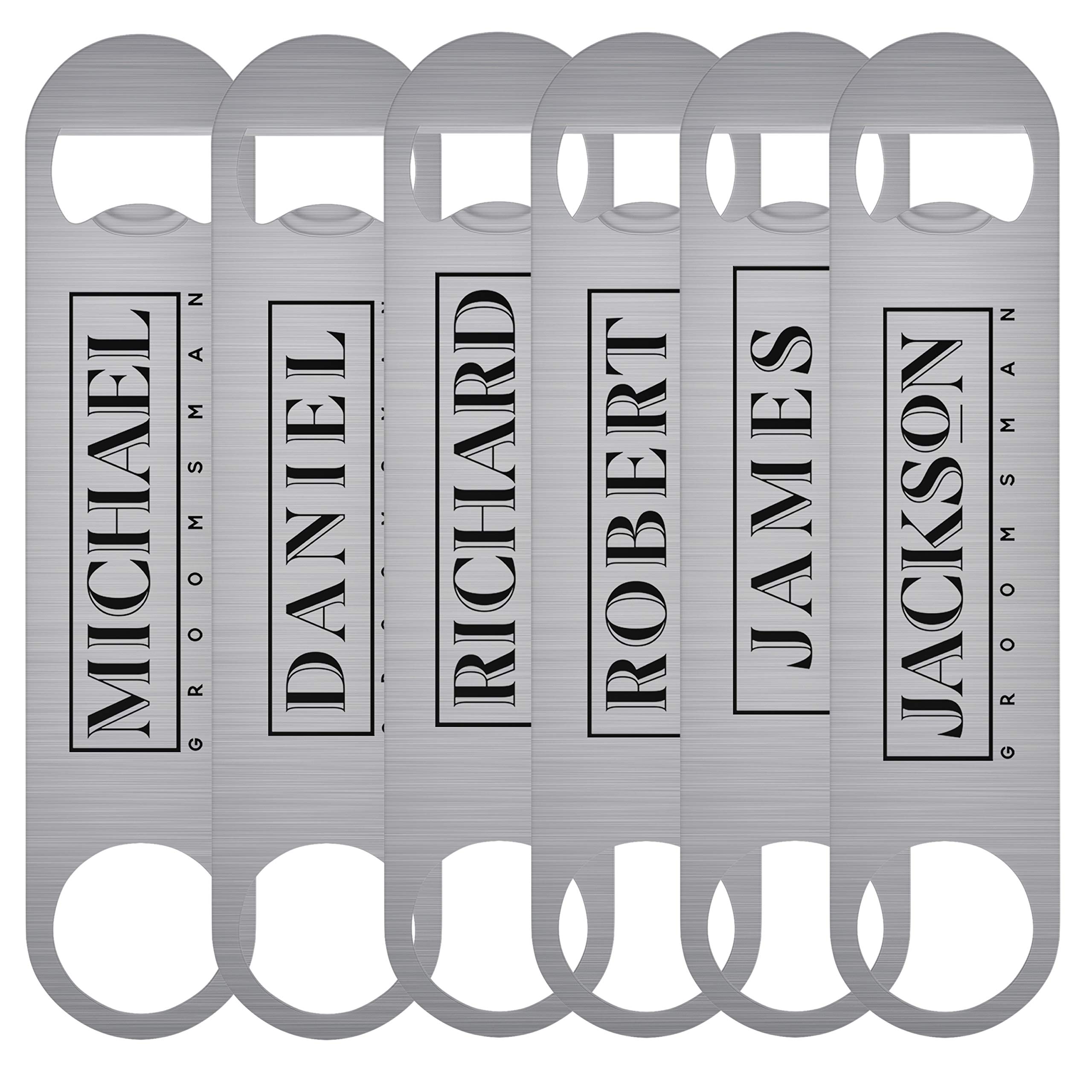 Personalized Stainless Steel Bottle Opener Set of 6 - Unique Groomsmen & Bridesmaid Gifts for Wedding, Bachelor Party & Bridal Shower - Best Man Gift Idea - Perfect for Celebrations & Home Bar Accessories