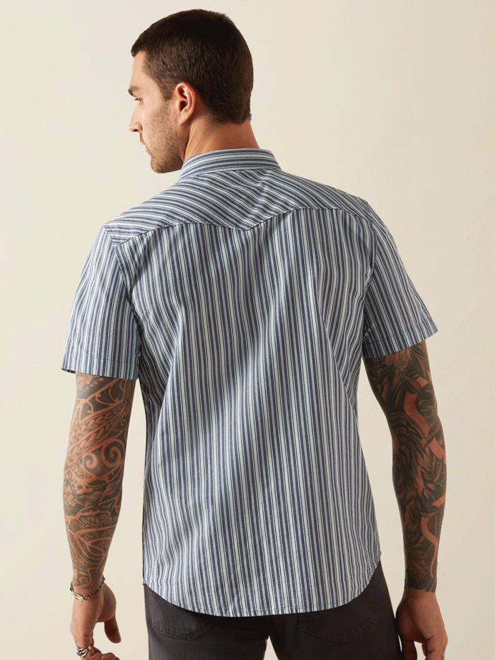 Ariat Men's Hyder Retro Fit Short Sleeve Shirt - Classic Blue Plaid Western Shirt for Casual Wear & Outdoor Activities