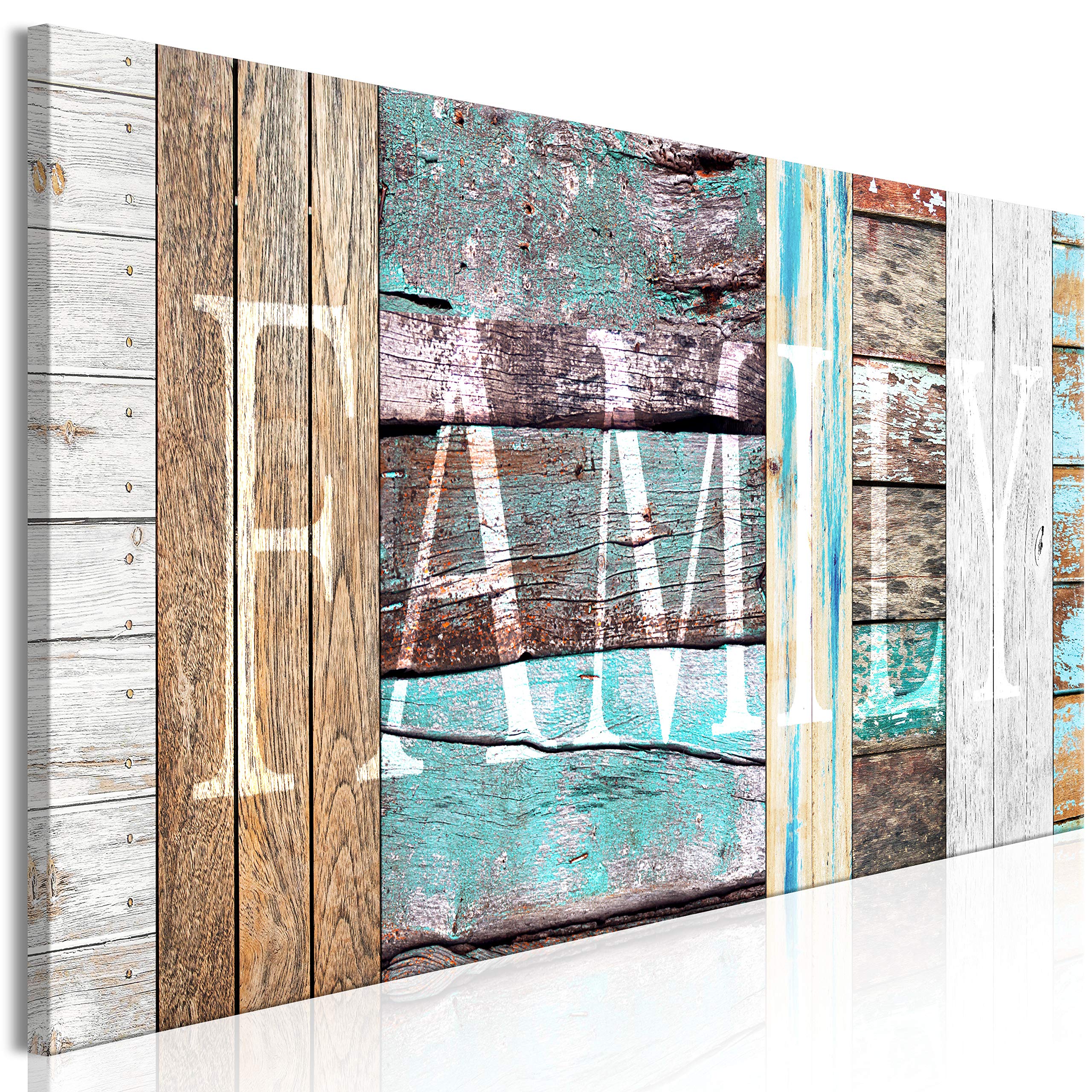 Artgeist Acoustic Canvas Wall Art Print - 53x18 Inch Soundproofing Picture with Acoustic Foam for Home & Office Decor - Family Quote Artwork for Living Room, Bedroom & Studio Sound Treatment - Faux Wood Frame Design m-A-0958-b-a