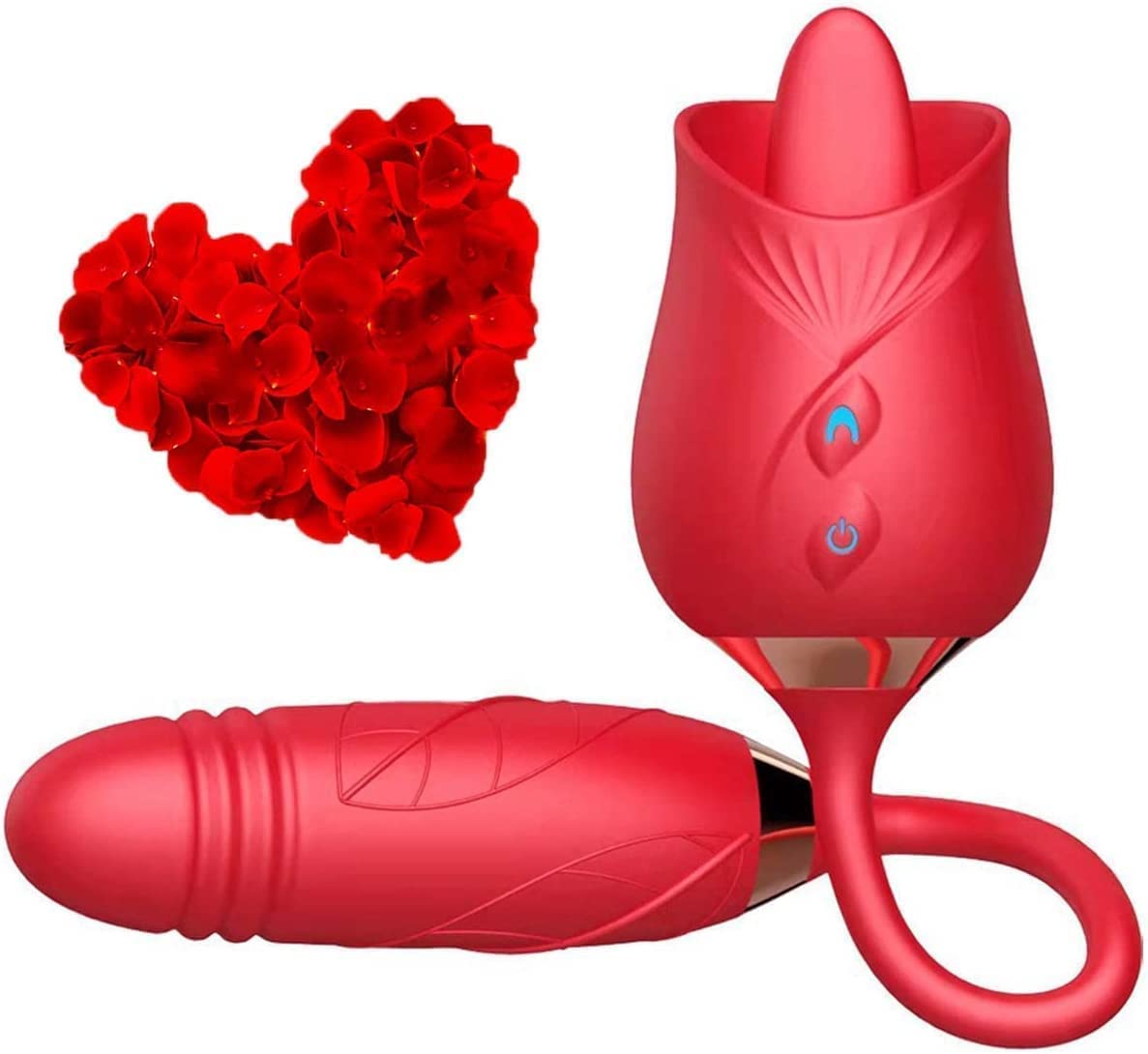 Premium Rose Toy Vibrator for Women - G-Spot & Clitoral Stimulator with 10 Speed Modes, Realistic Tongue Licking & Nipple Massager - Red Rose Sex Toy for Couples Play, Solo Pleasure & Sensual Massage