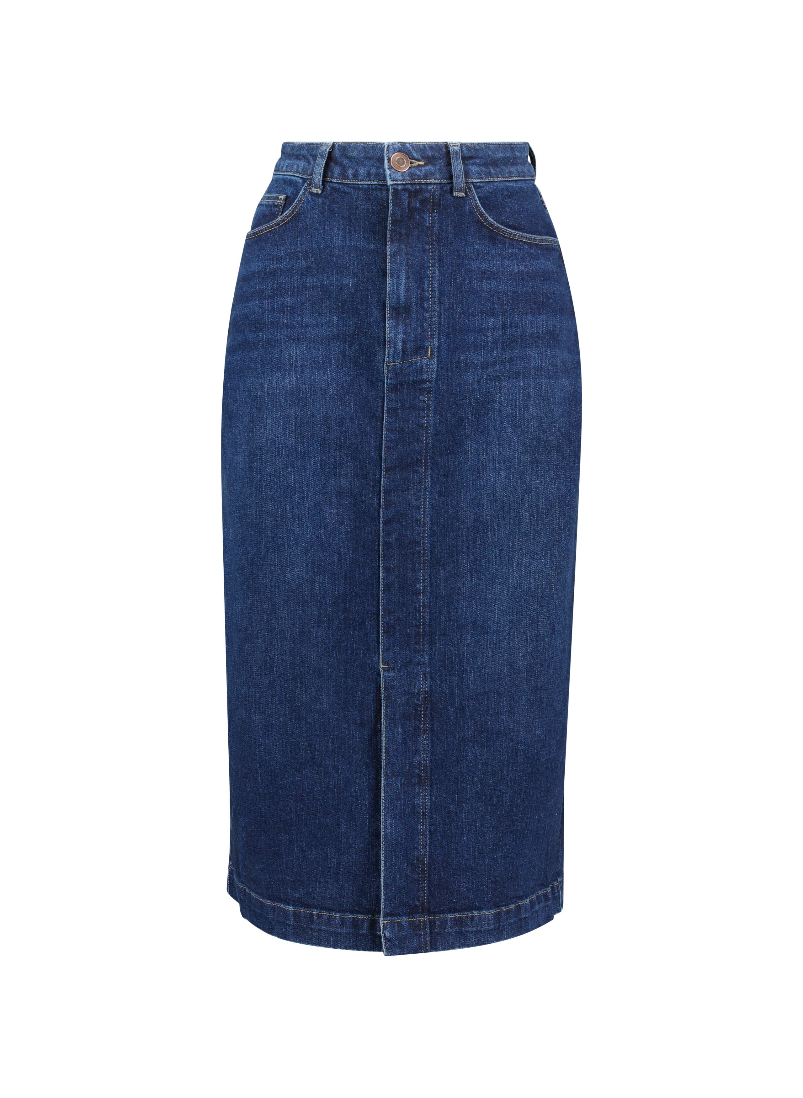 Emilia Women's Organic Cotton Midi Skirt - Dark Indigo Blue | Eco-Friendly Casual Summer Skirt for Beach, Travel & Everyday Wear