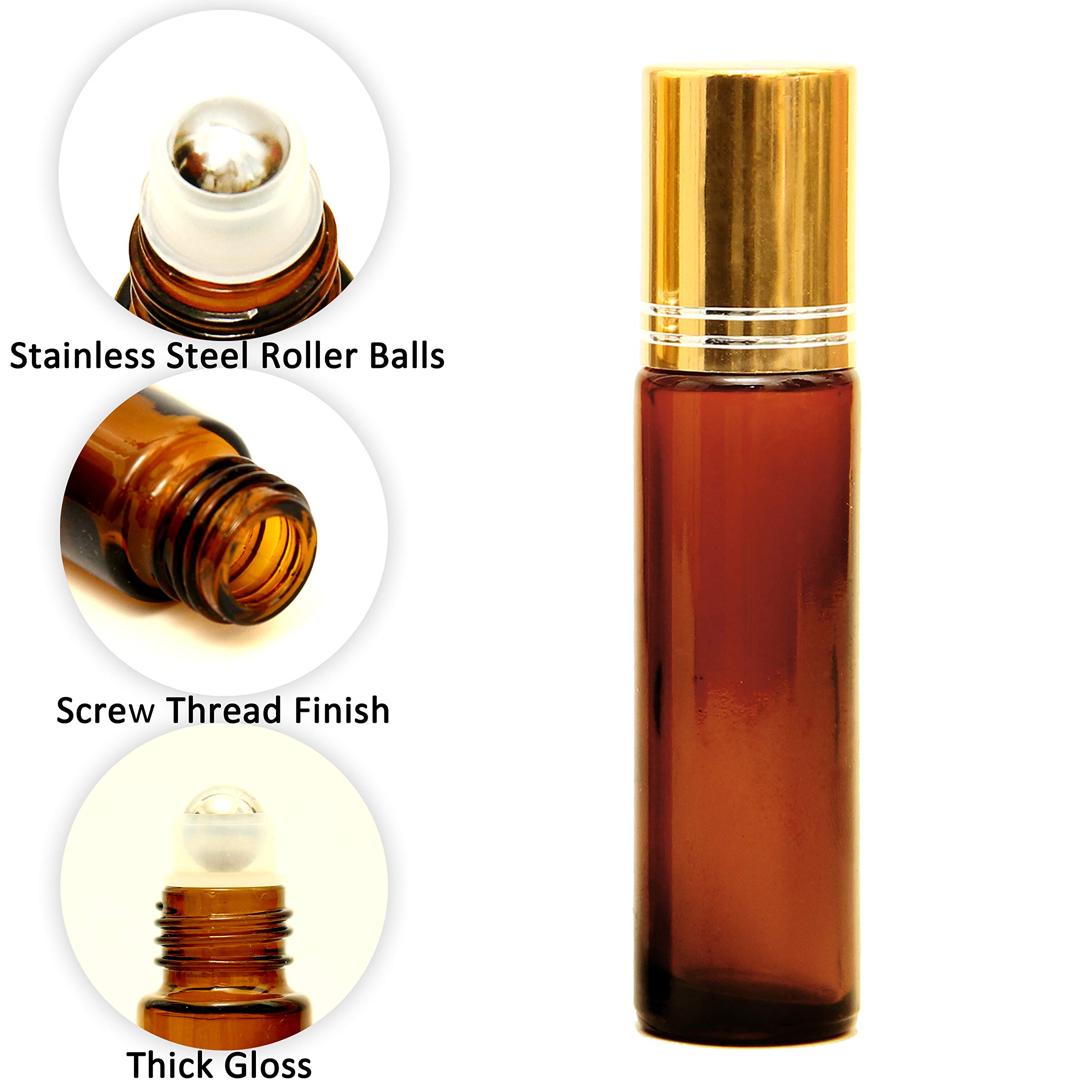 Youngever 20 Pack Amber Essential Oil Roller Bottles with Stainless Steel Roller Balls - Includes Opener, 2 Clear Transfer Pipettes, Mini Funnels & Extra Roller Balls for DIY Aromatherapy, Travel & Home Use