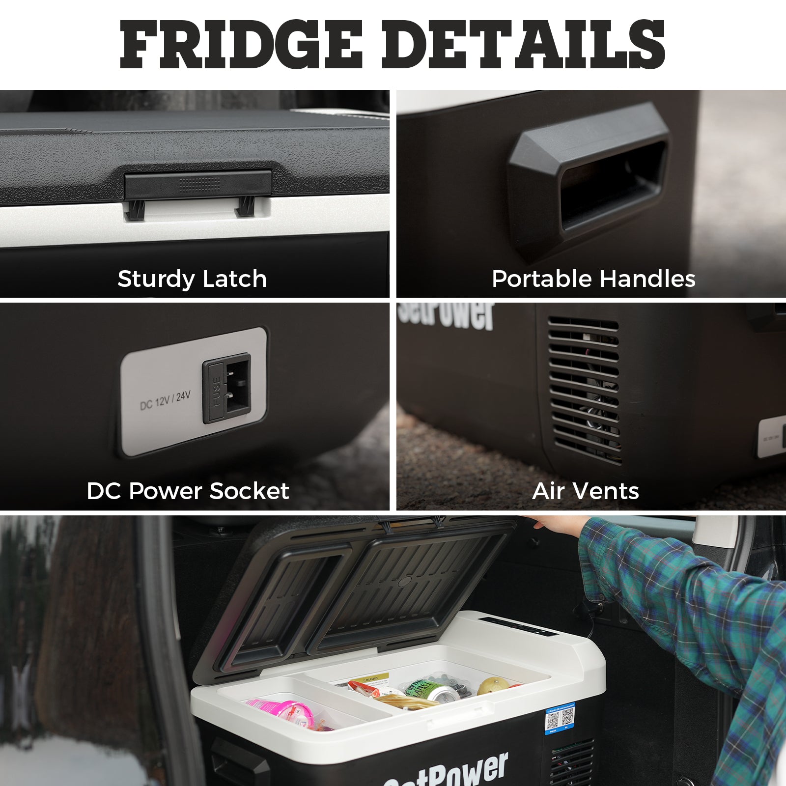 Setpower PT30 32Qt 12V Car Refrigerator Freezer with Dual Zone - Portable Mini Fridge for Camping, Road Trips & Outdoor Adventures