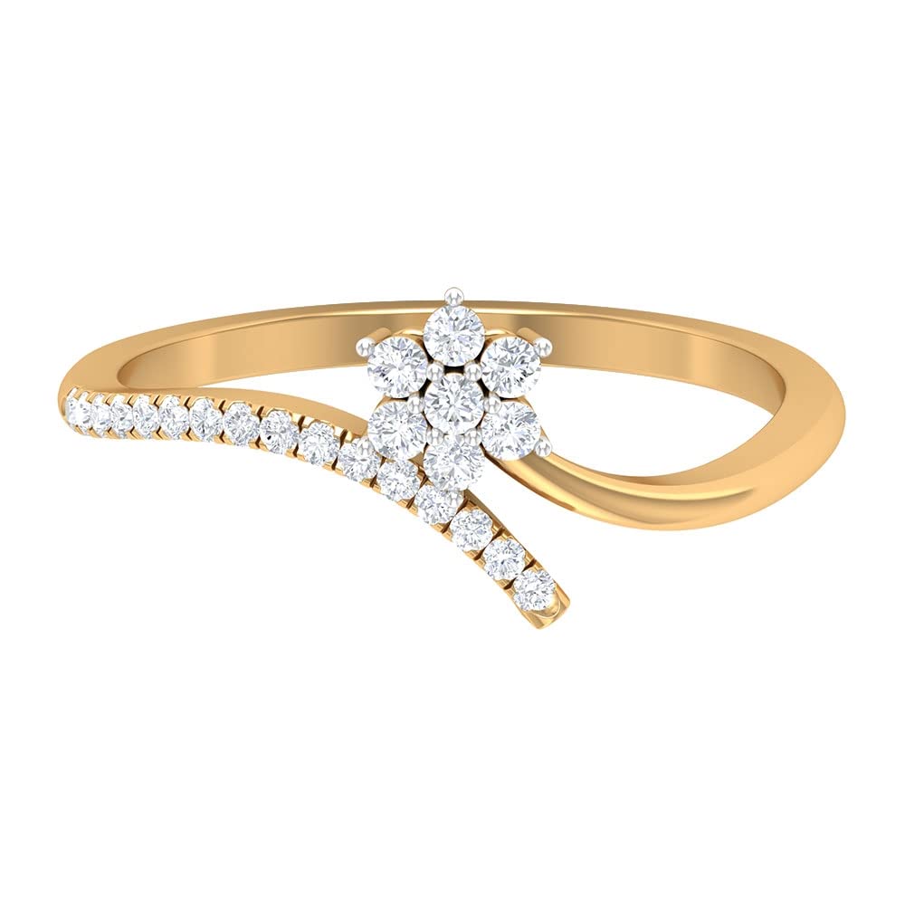 1/2 CT Natural Diamond & 14K Solid Gold Flower Ring - April Birthstone, Minimalist Jewelry for Women, Perfect for Engagement, Anniversary & Special Occasions