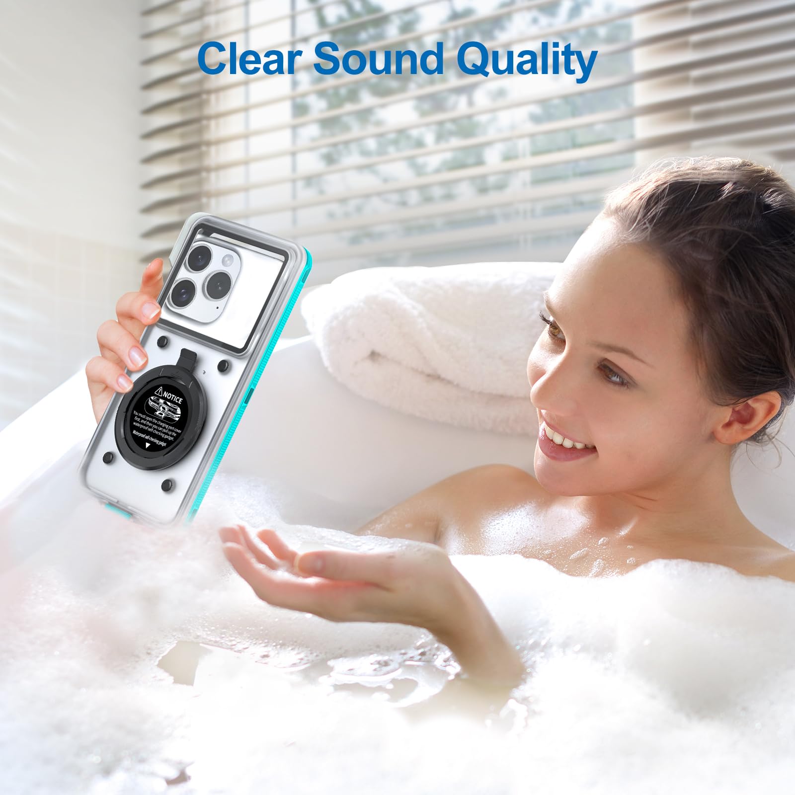 Beasyjoy Waterproof Phone Case for iPhone 16/15/14/13/12/11 & Samsung S24/S23/S22/Google - Universal 6.9 Inch Underwater Snorkeling Diving Case with Self-Check Seal - Blue - Perfect for Beach, Pool, Kayaking and Water Sports