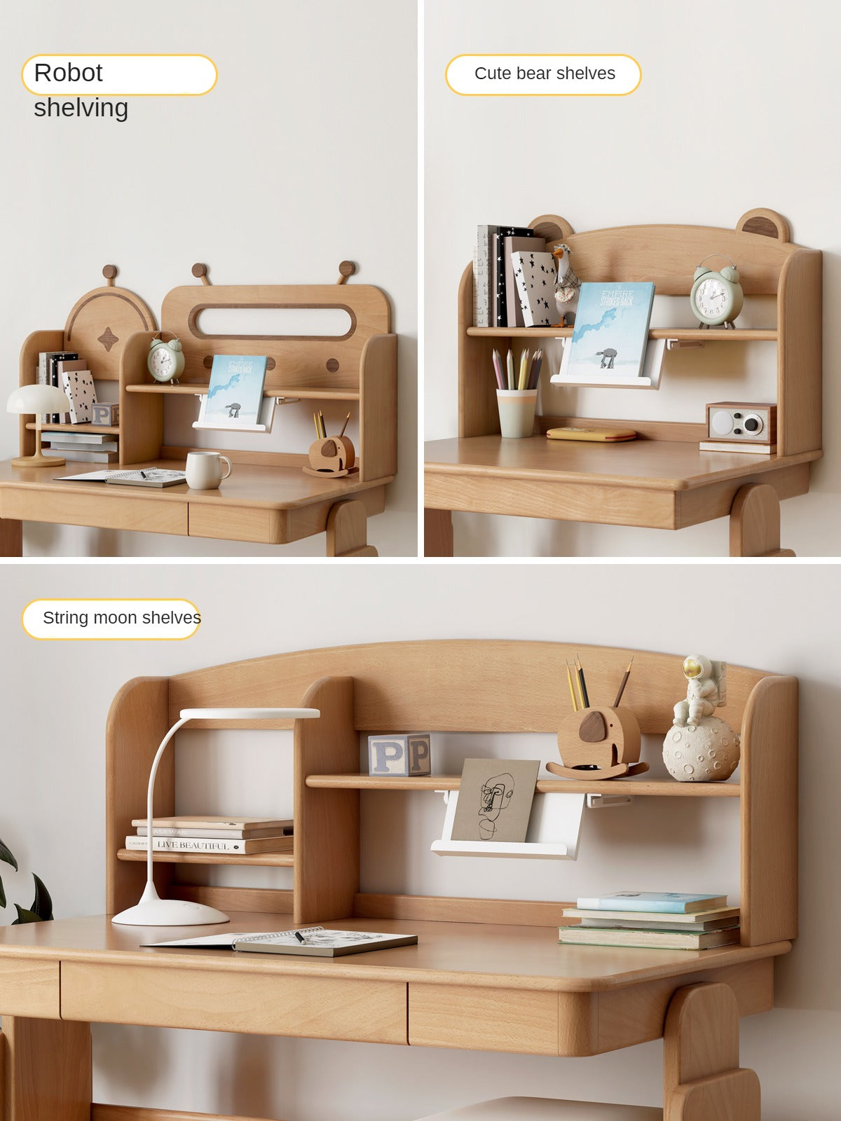 Premium Oak & Beech Solid Wood Multi-Layer Desktop Shelf - Sturdy & Stylish Organizer for Home Office, Study, or Workspace - Perfect for Books, Plants, and Office Supplies