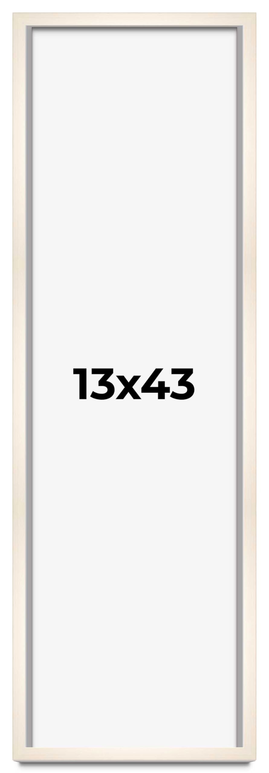 CountryArtHouse 13x43 Whitewashed Solid Wood Picture Frame - 0.8125 Inch Moulding Width with UV Acrylic Plexiglass, Acid-Free Foam Backing & Hanging Hardware - Perfect for Wall Art, Family Photos & Home Decor