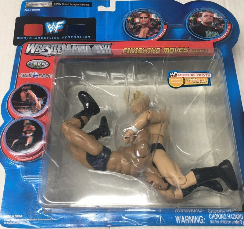 WWF Jakks Pacific Finishing Moves Series 1 Triple H & The Rock Action Figures - 2000 Collectible Wrestling Toys in Clear Clamshell Packaging - Perfect for WWE Fans, Display Collections & Play Battles