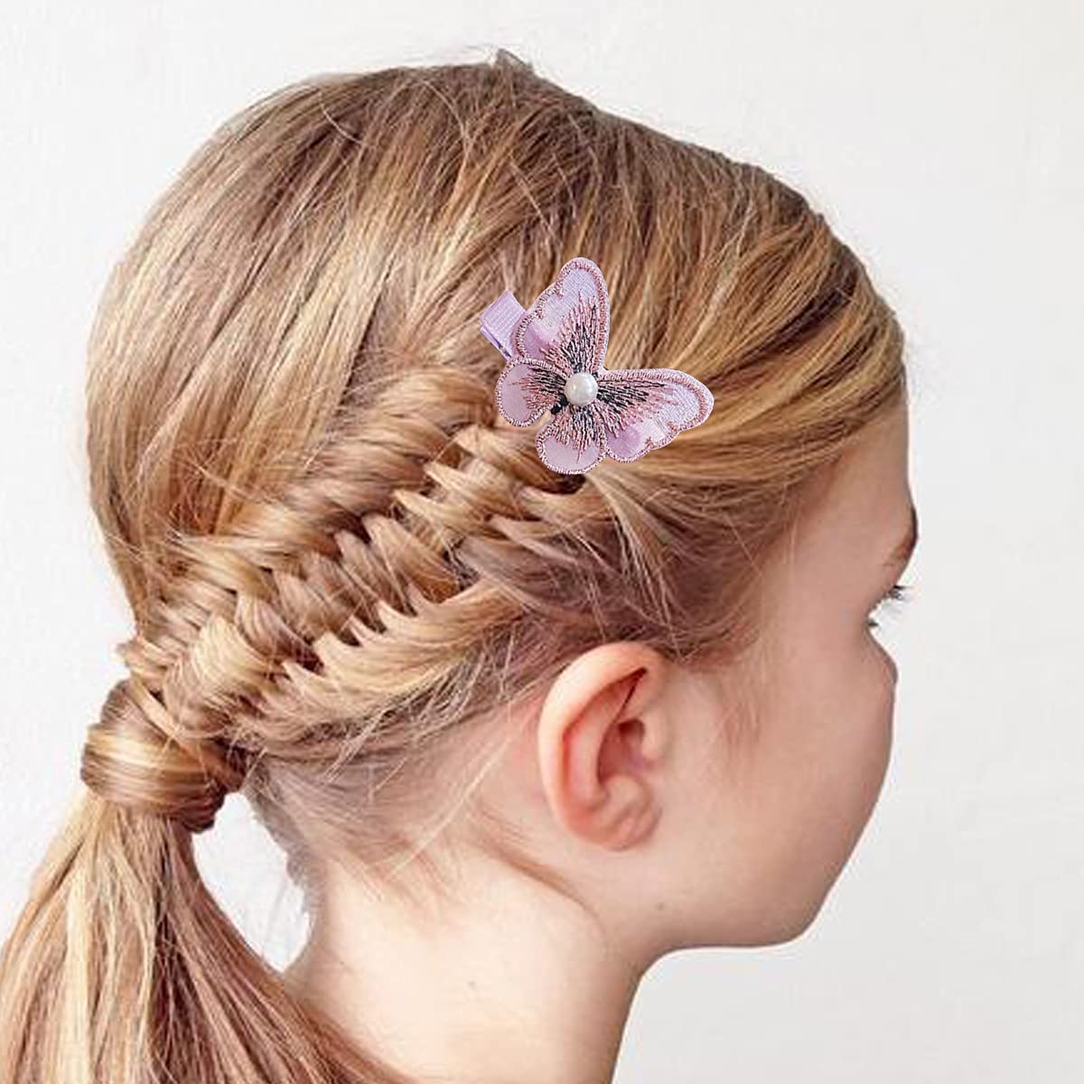 Baby Girls Hair Clips - Cute Cartoon Mini Hairpins with Rainbow Flower & Fruit Design | Toddler Hair Barrettes for Infants & Kids (Purple Butterfly) | Perfect for Daily Wear, Parties & Photo Shoots