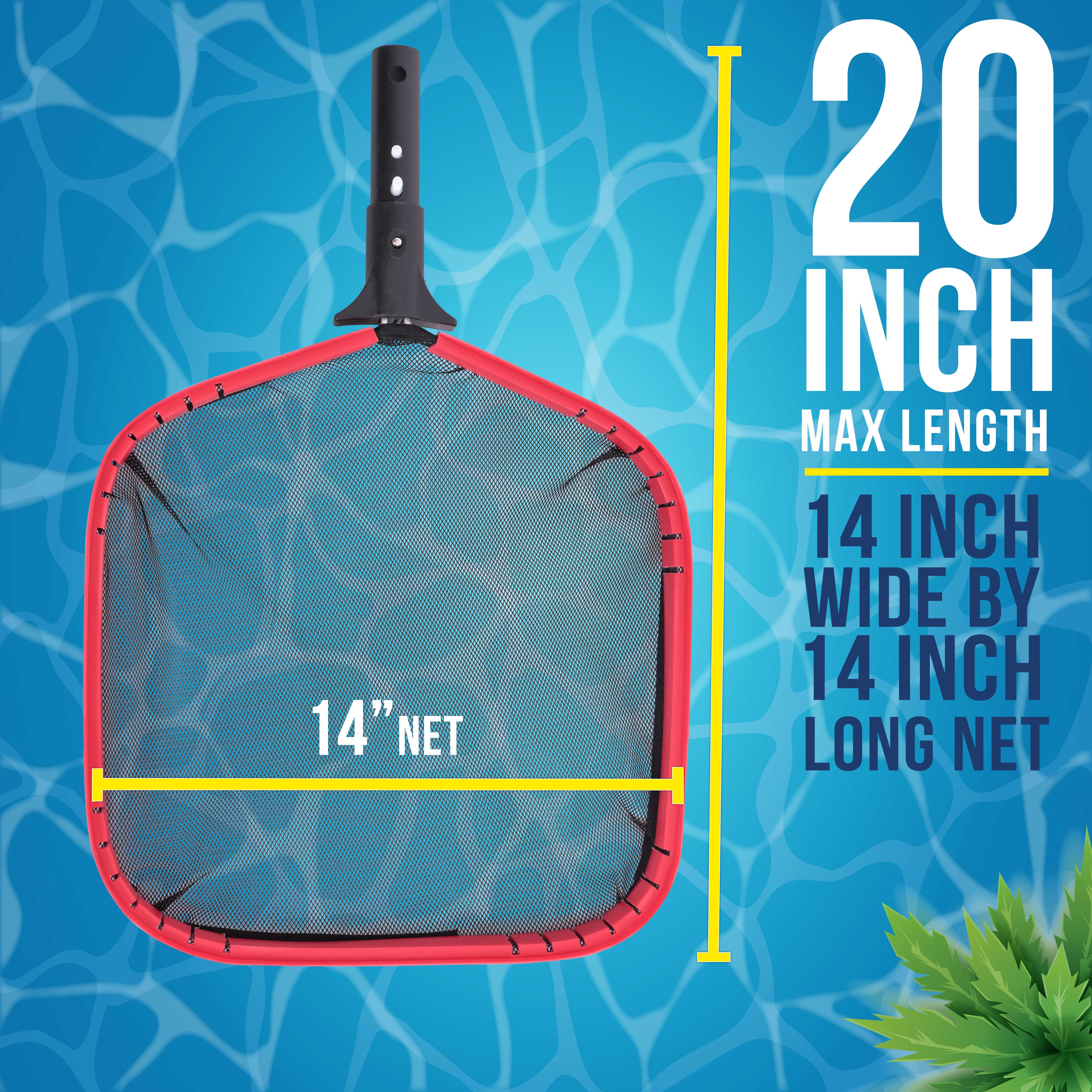 U.S. Pool Supply® Professional 14-Inch Swimming Pool Leaf Skimmer Net - Heavy Duty Aluminum Frame for Fast Cleaning & Easy Debris Removal - Perfect for In-Ground & Above Ground Pools
