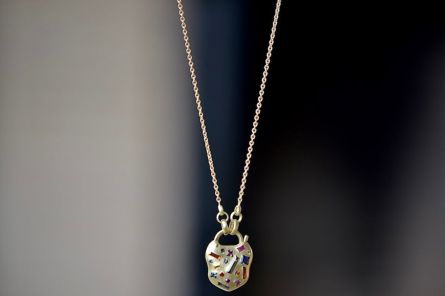 Small Harlequin Coeur de Confetti Padlock Necklace - Dainty Heart Lock Pendant for Women | Perfect Gift for Valentine's Day, Anniversary & Everyday Elegance