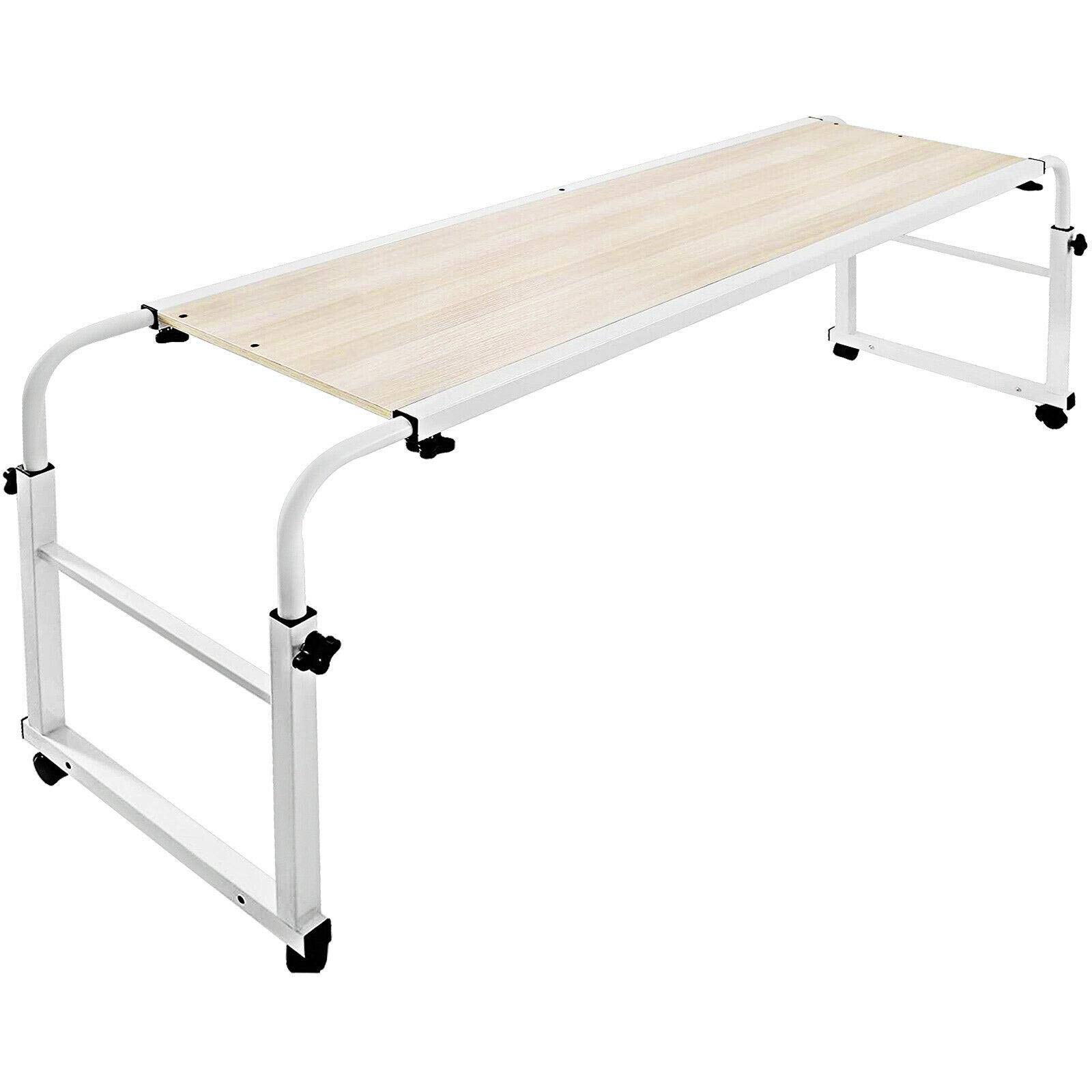 Adjustable 1.4m Overbed Laptop Desk - Portable Notebook Stand with Mini Table, Gaming & Office Computer Workstation - Perfect for Small Spaces, Bedroom, Dorm Room & Home Office Organization