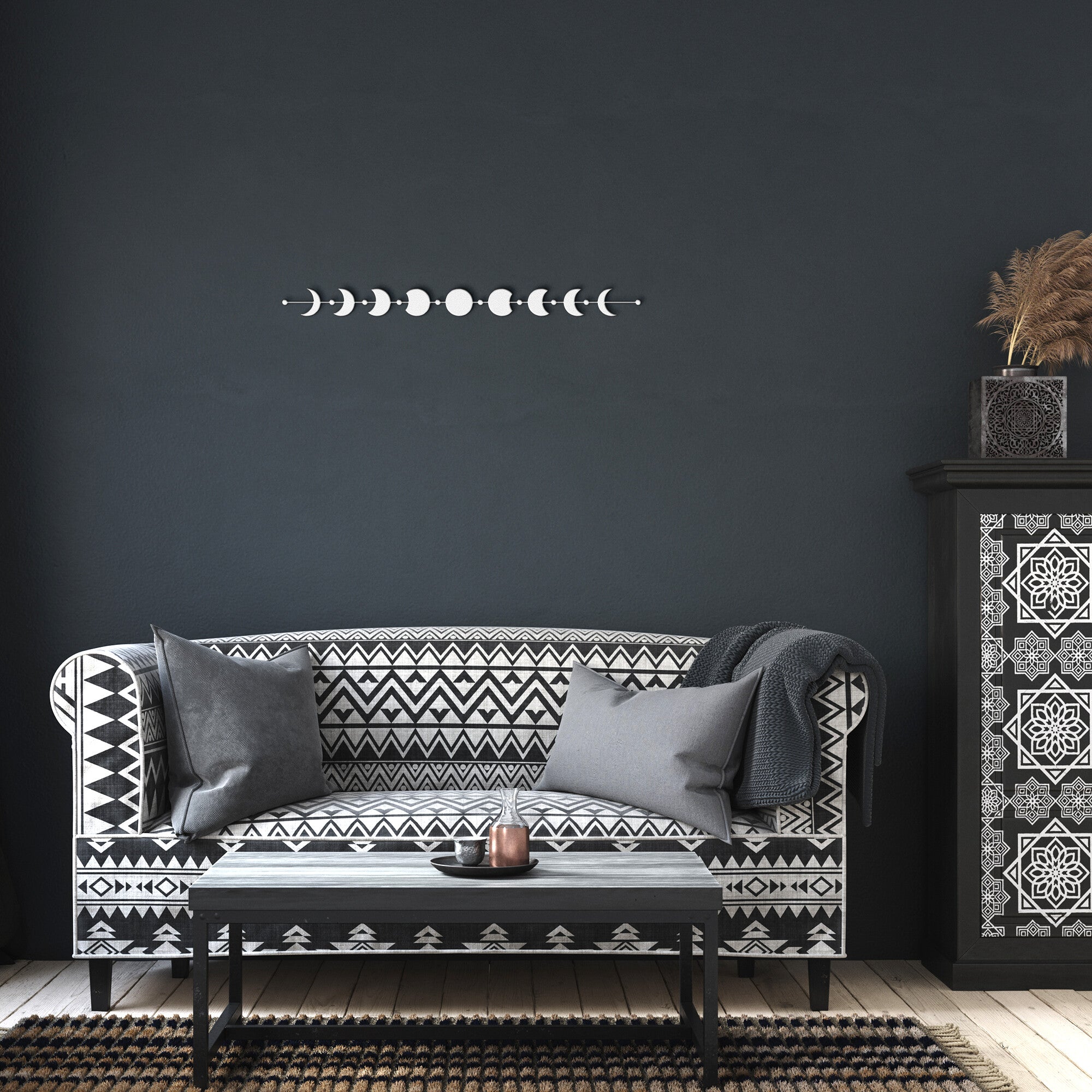 Celestial Moon Phases Metal Wall Art Decor - Handcrafted Home Decor for Living Room, Bedroom, Office - Perfect for Boho, Farmhouse & Modern Interior Design Styles