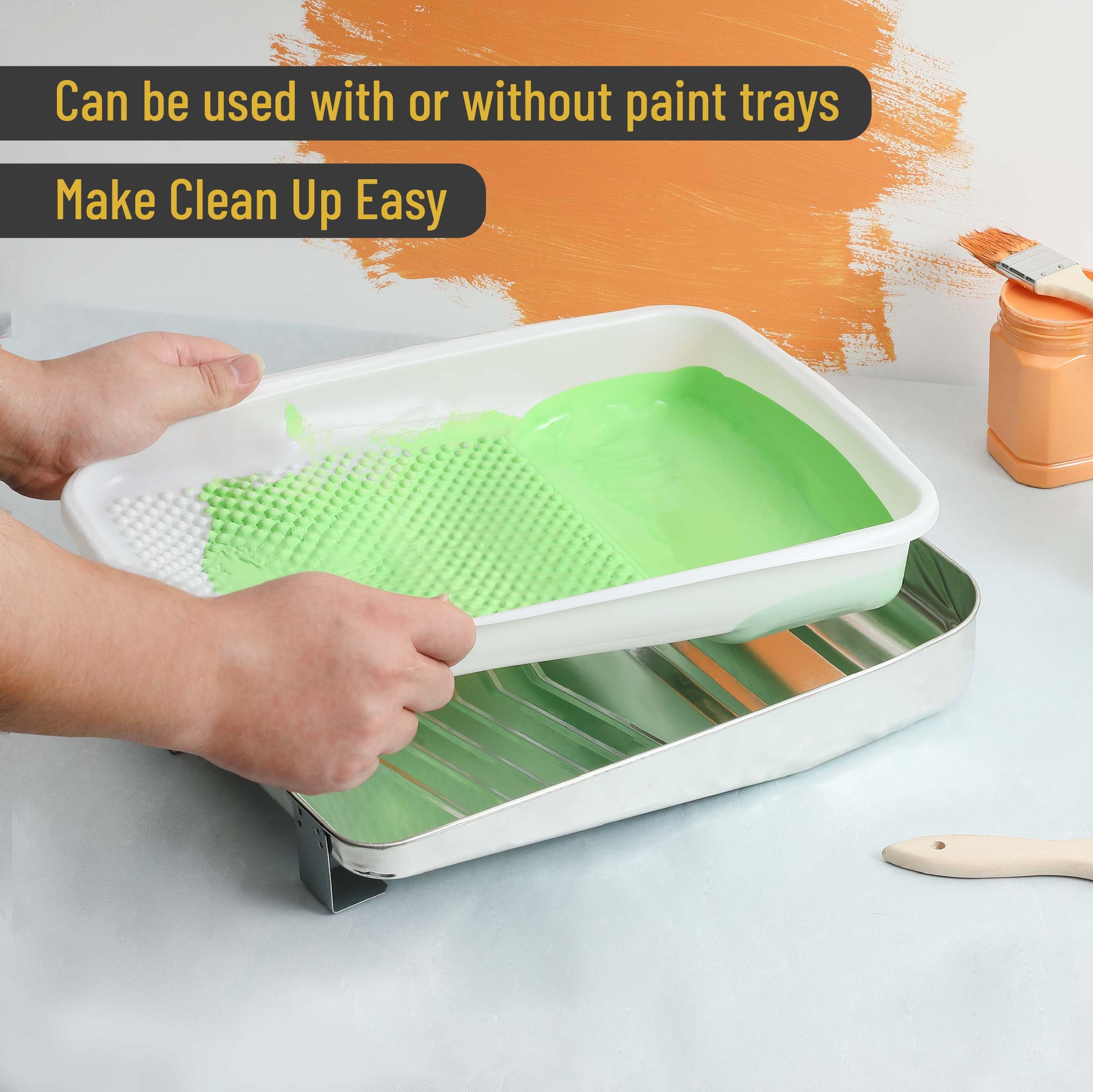 Bates 9 Inch Paint Tray Liner Set - 1 Metal Paint Tray with 20 Disposable Plastic Liners for Walls, Ceilings & DIY Projects - Paint Roller Accessories for Professional & Home Painting