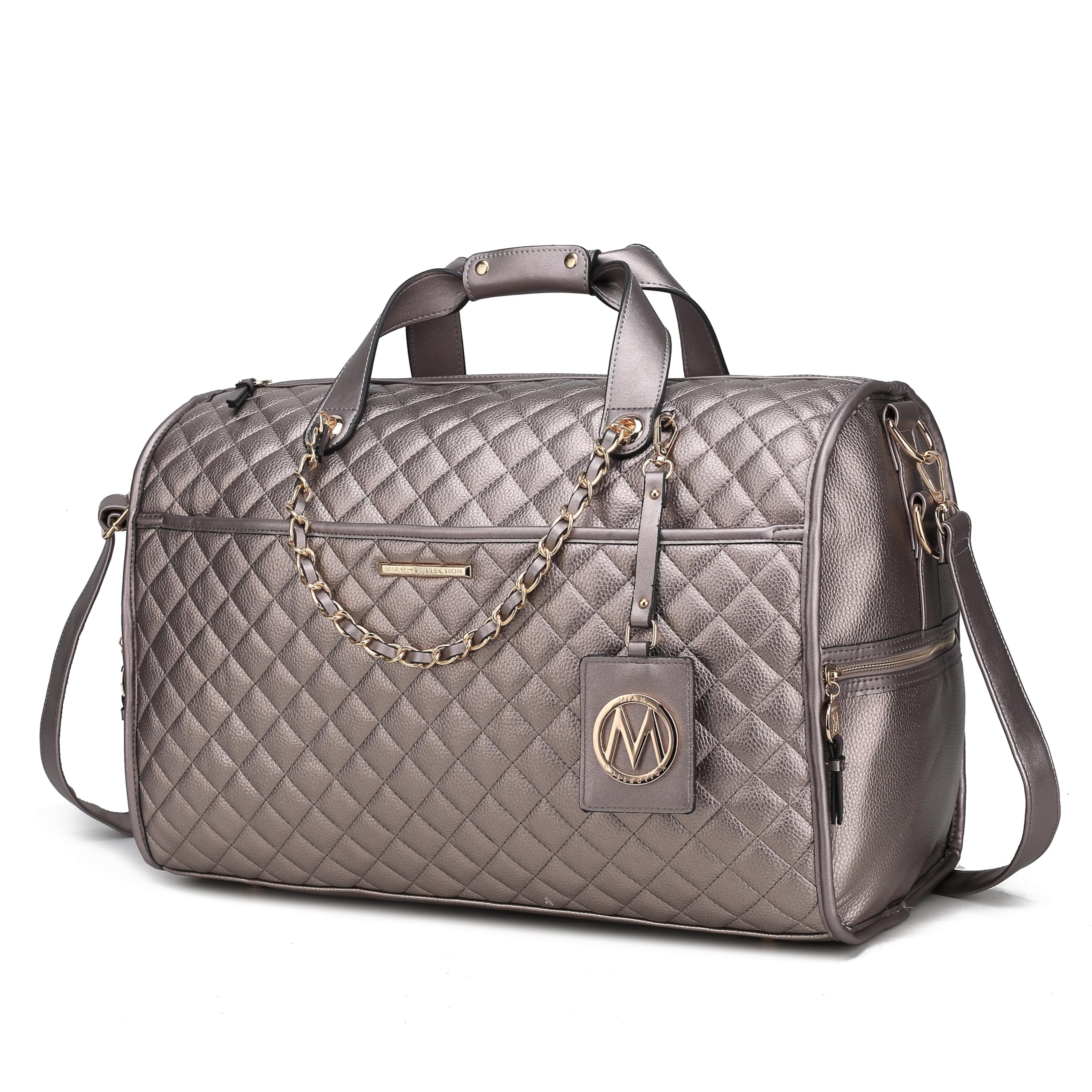 MKF Collection Women's Vegan Leather Duffle Bag - Large Cute Weekender Carry-On Luggage for Travel, Gym & Work | Perfect for Weekend Getaways, Business Trips & Gym Essentials
