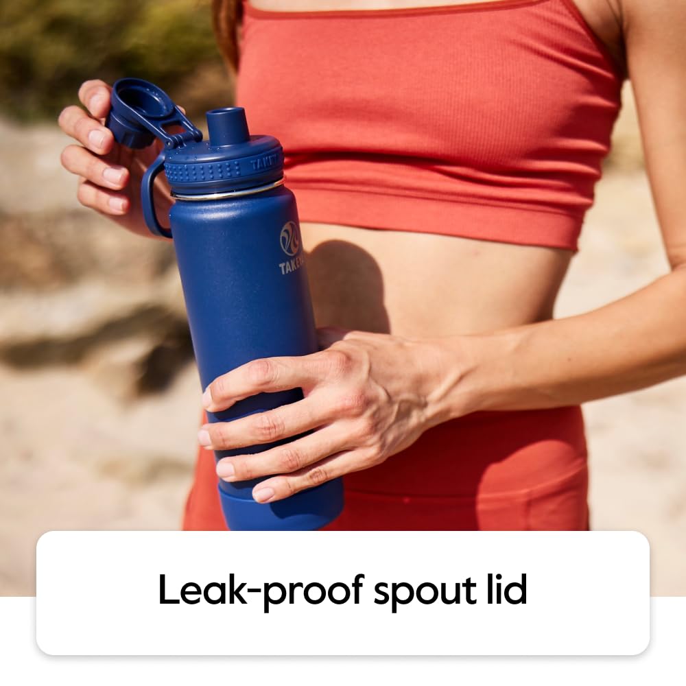 Takeya Actives 40oz Vacuum Insulated Stainless Steel Water Bottle with Leak Proof Spout Lid - Premium BPA-Free Hydration for Gym, Hiking & Outdoor Activities - Onyx Black