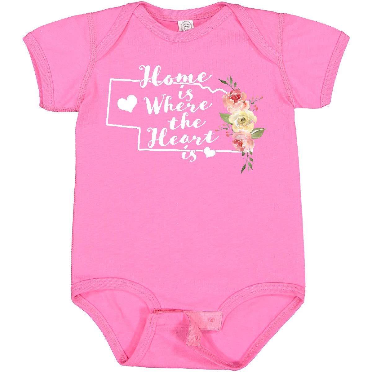 Inktastic Nebraska Home is Where The Heart is Watercolor Baby Bodysuit - Soft Cotton Onesie for Newborns & Infants - Perfect for Family Photos, Holidays & Everyday Wear
