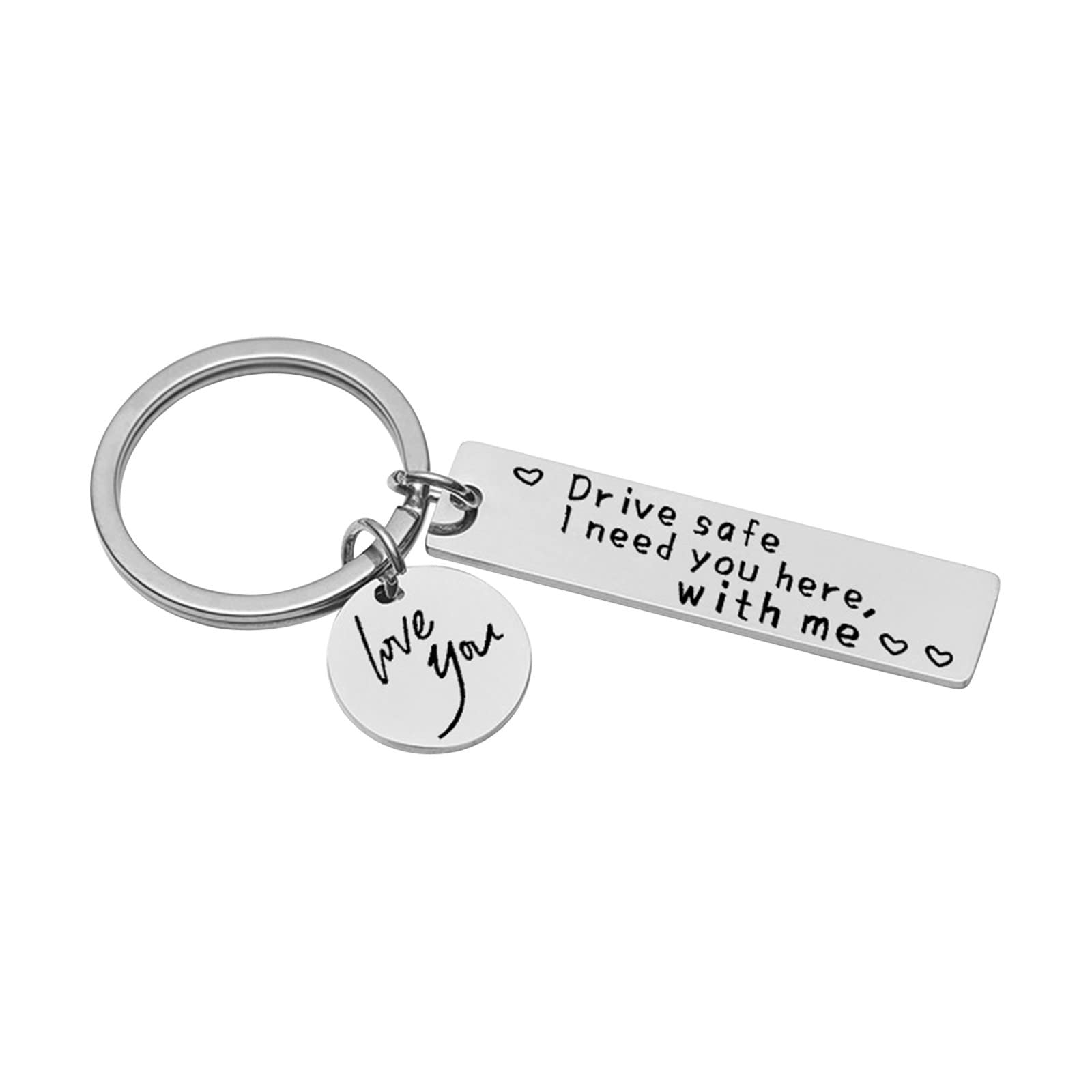 Drive Safe Keychain - Engraved Letter Keychain Gift for Men, Husband, Dad, Boyfriend - Valentine's Day, Anniversary, Birthday Present - Perfect for Car Keys, Travel & Everyday Use
