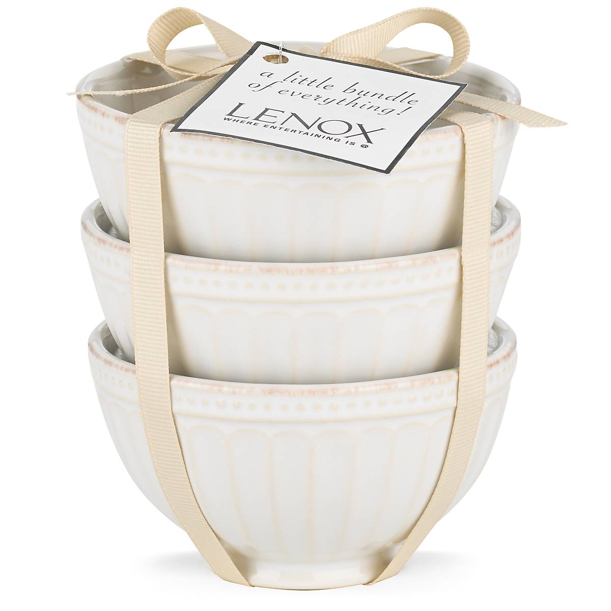 French Pearl Groove 3-Piece Mini Bowl Set - Elegant White Ceramic Bowls for Desserts, Snacks & Dip Serving - Perfect for Parties, Dining & Home Decor