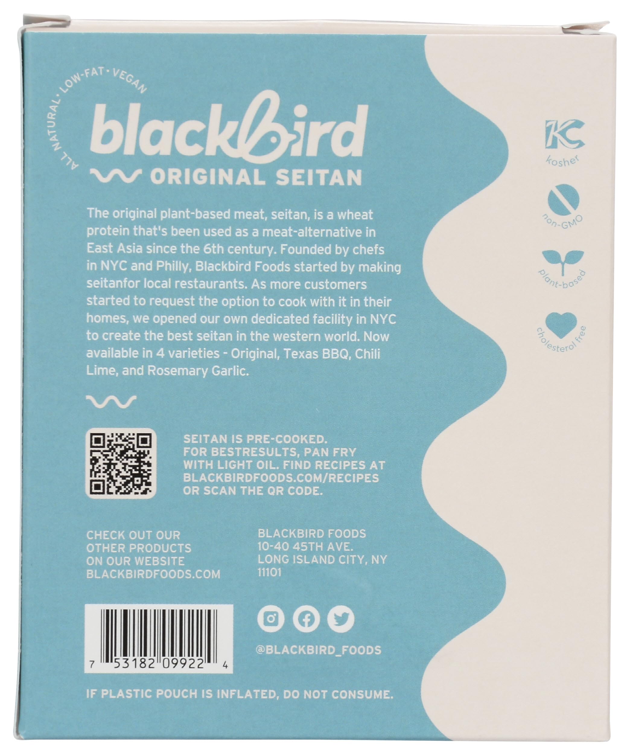 BLACKBIRD FOOD Original Seitan Strips - Vegan Meat Alternative, 8 oz | High-Protein Plant-Based Protein for Stir Fry, Sandwiches & Meal Prep