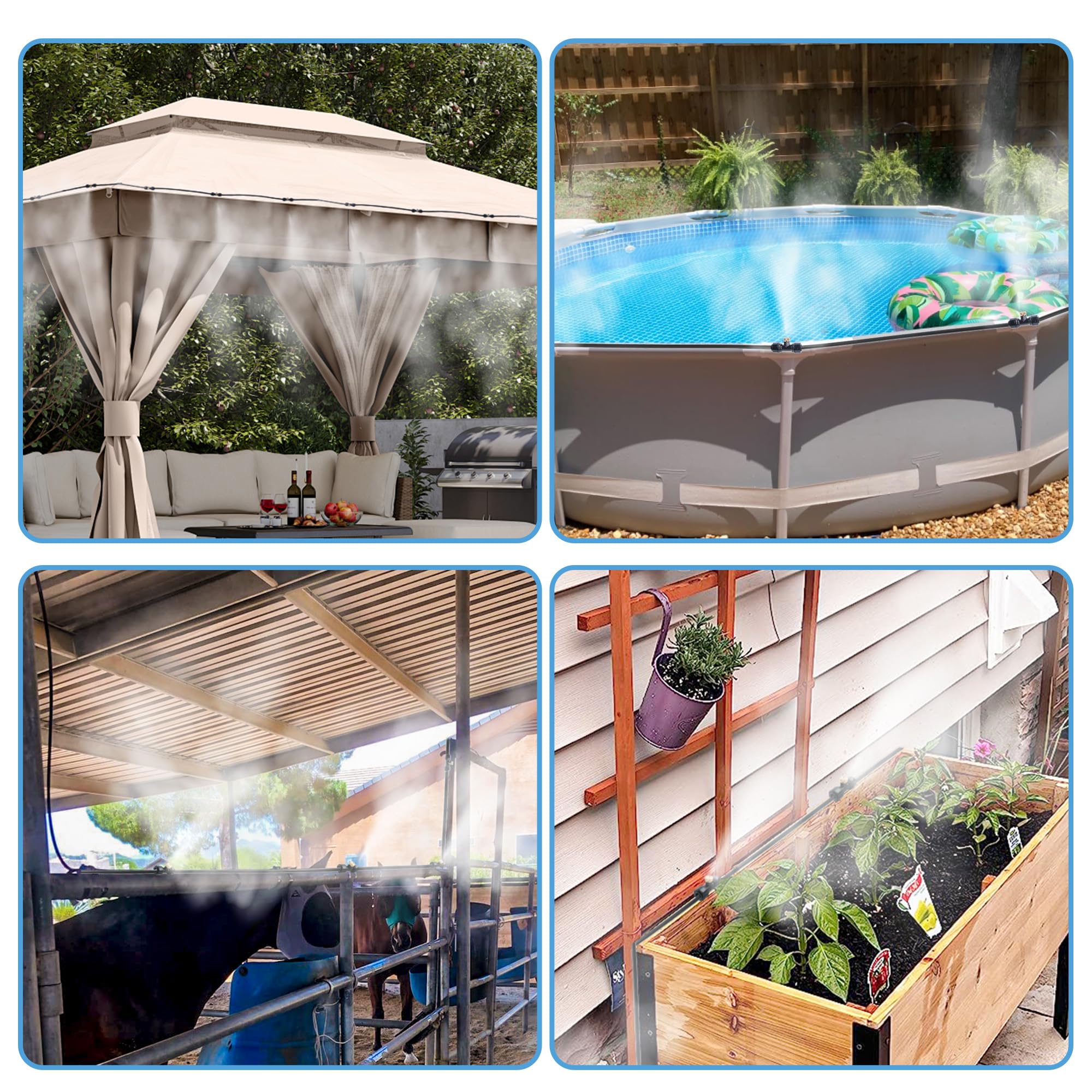 20 FT Outdoor Misting System with 6 Brass Nozzles & 3/4