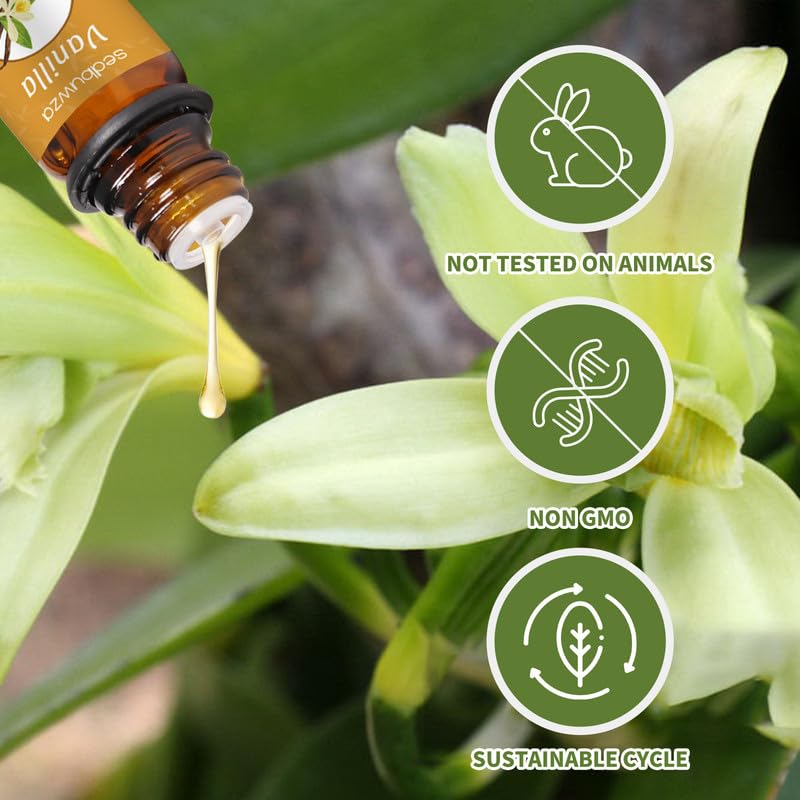 Pure Vanilla Essential Oil Set - 2 Pack (2 x 10ml) for Aromatherapy, Massage, Diffusers, Perfume & Candle Making | Natural Fragrance Oil for Relaxation, Spa & Home Scenting